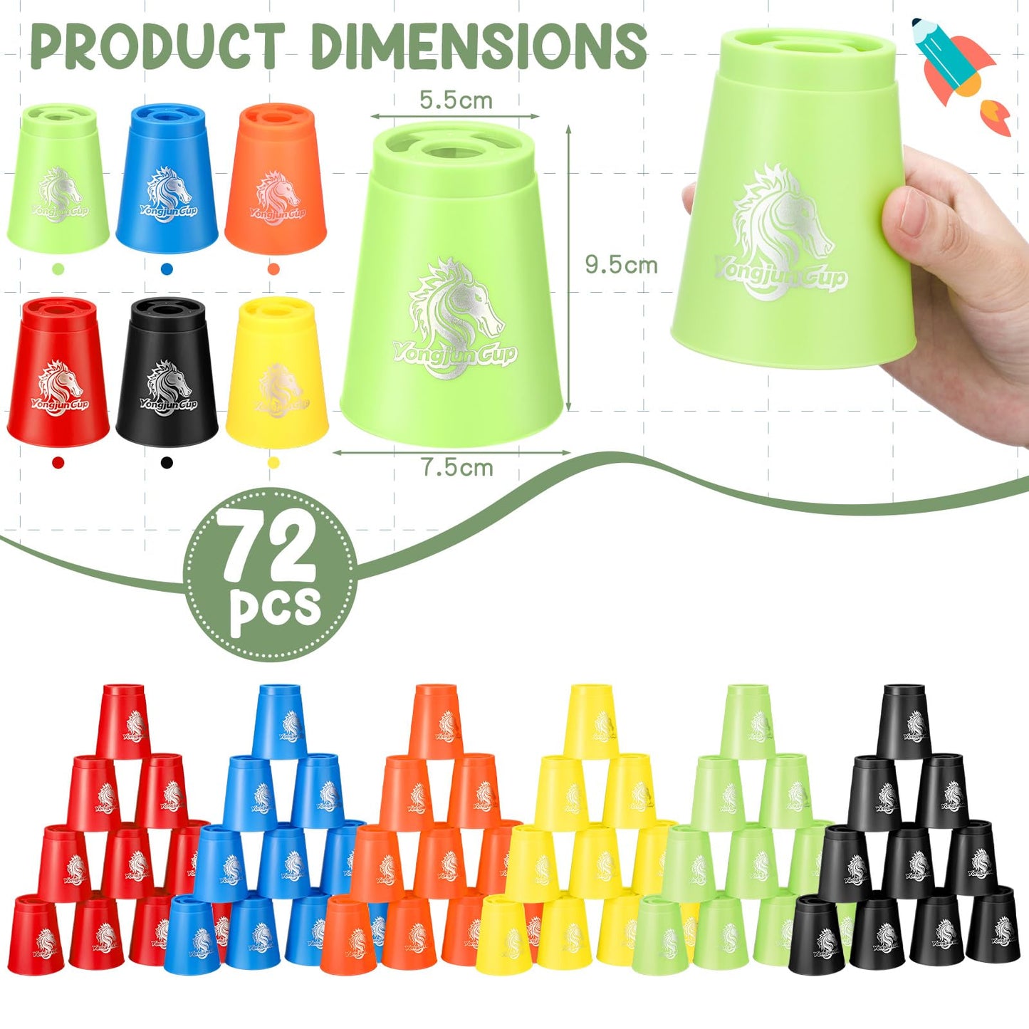 Libima 72-Piece Sports Stacking Cups Set – Fast Stacking Cup Game for Parties, Travel & Family Fun