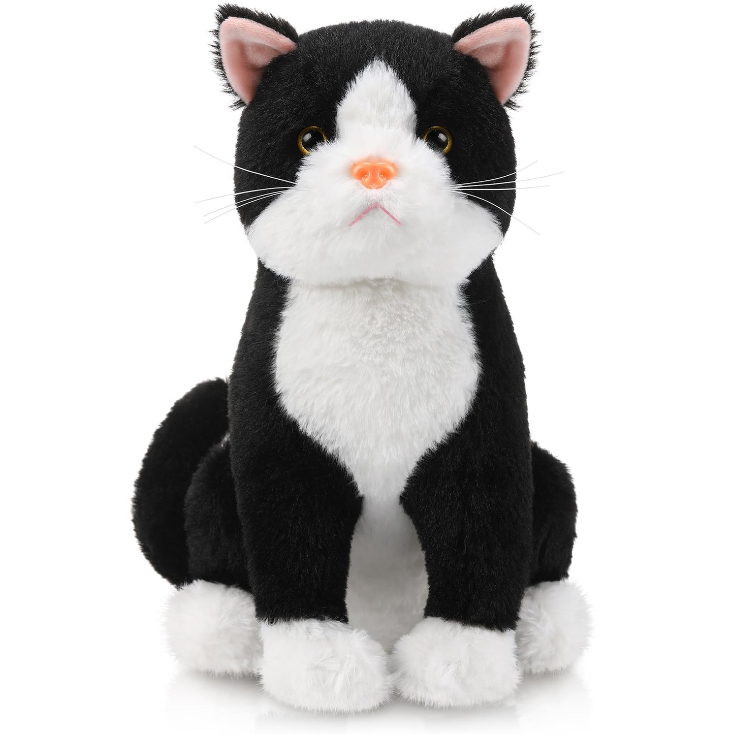 Libima 13-Inch Tuxedo Cat Plush – Realistic Black & White Cat for Gifts & Decor