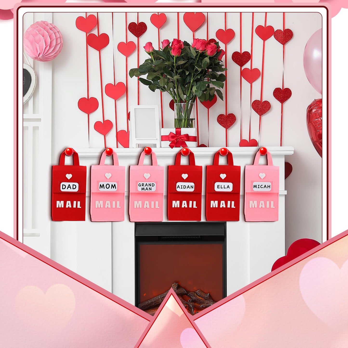 Libima 12-Pack Valentine Felt Mailboxes for Kids Classroom Exchange – 6x10x3 Inches