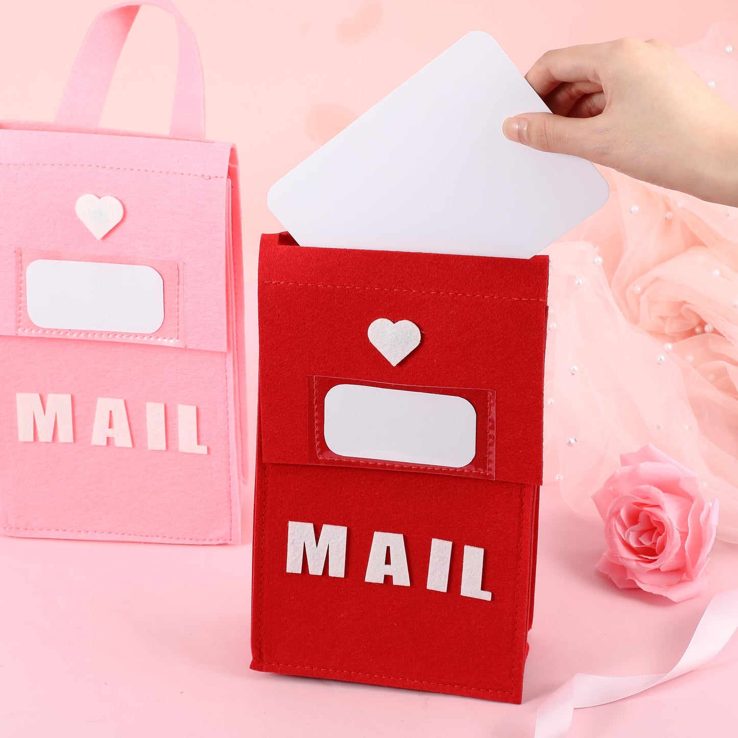 Libima 12-Pack Valentine Felt Mailboxes for Kids Classroom Exchange – 6x10x3 Inches