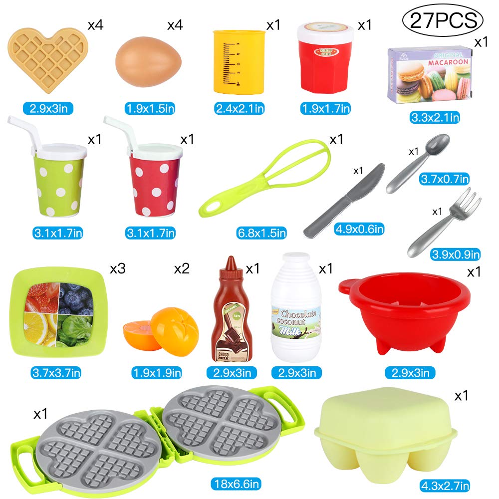 LiDi RC 27-Pack Waffle Play Food Set for Toddlers and Kids | New Sprouts Waffle Time Variety, Ages 3-8