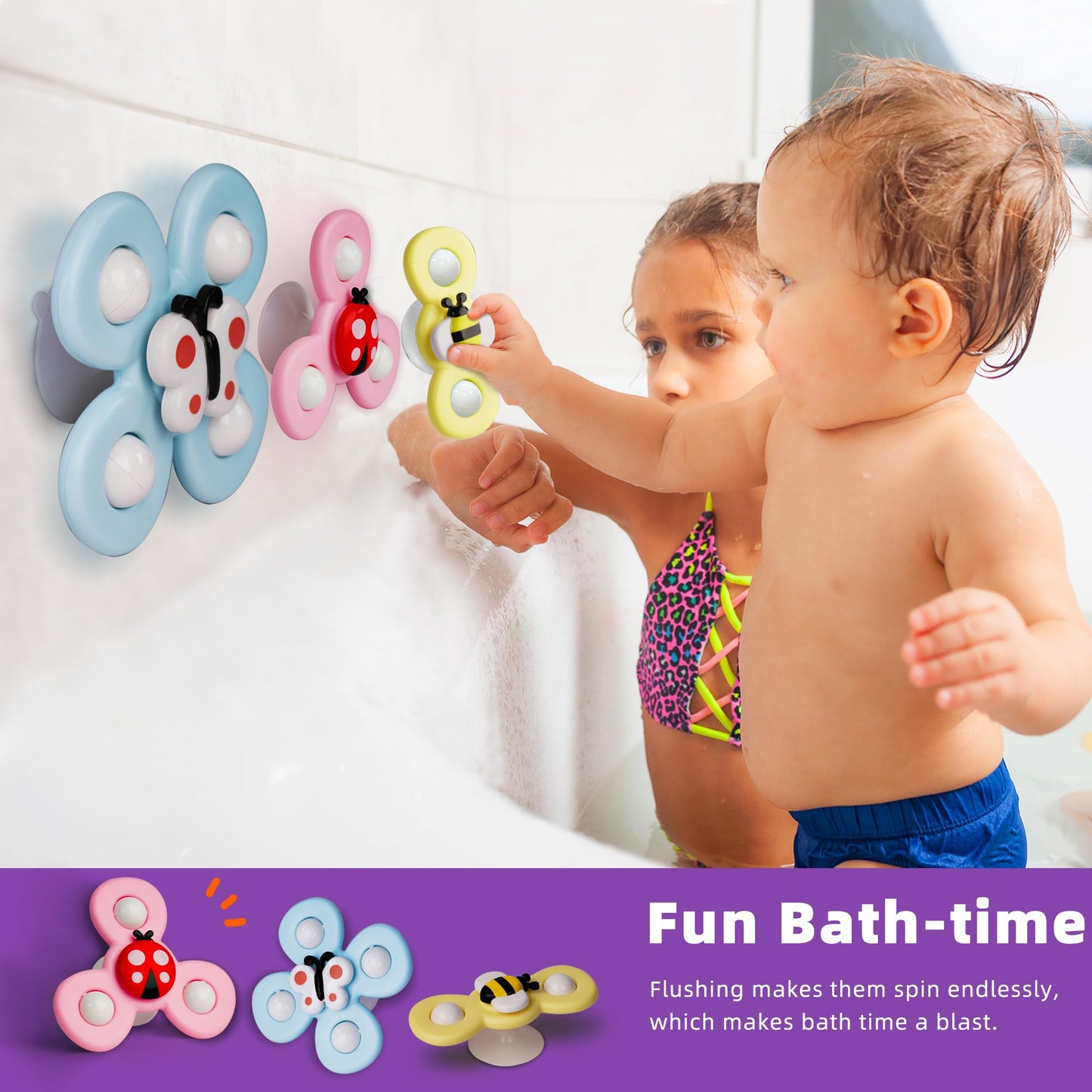 LiKee Strong Suction Cup Fidget Rotating Sensory Bath Toy – 10+ Months