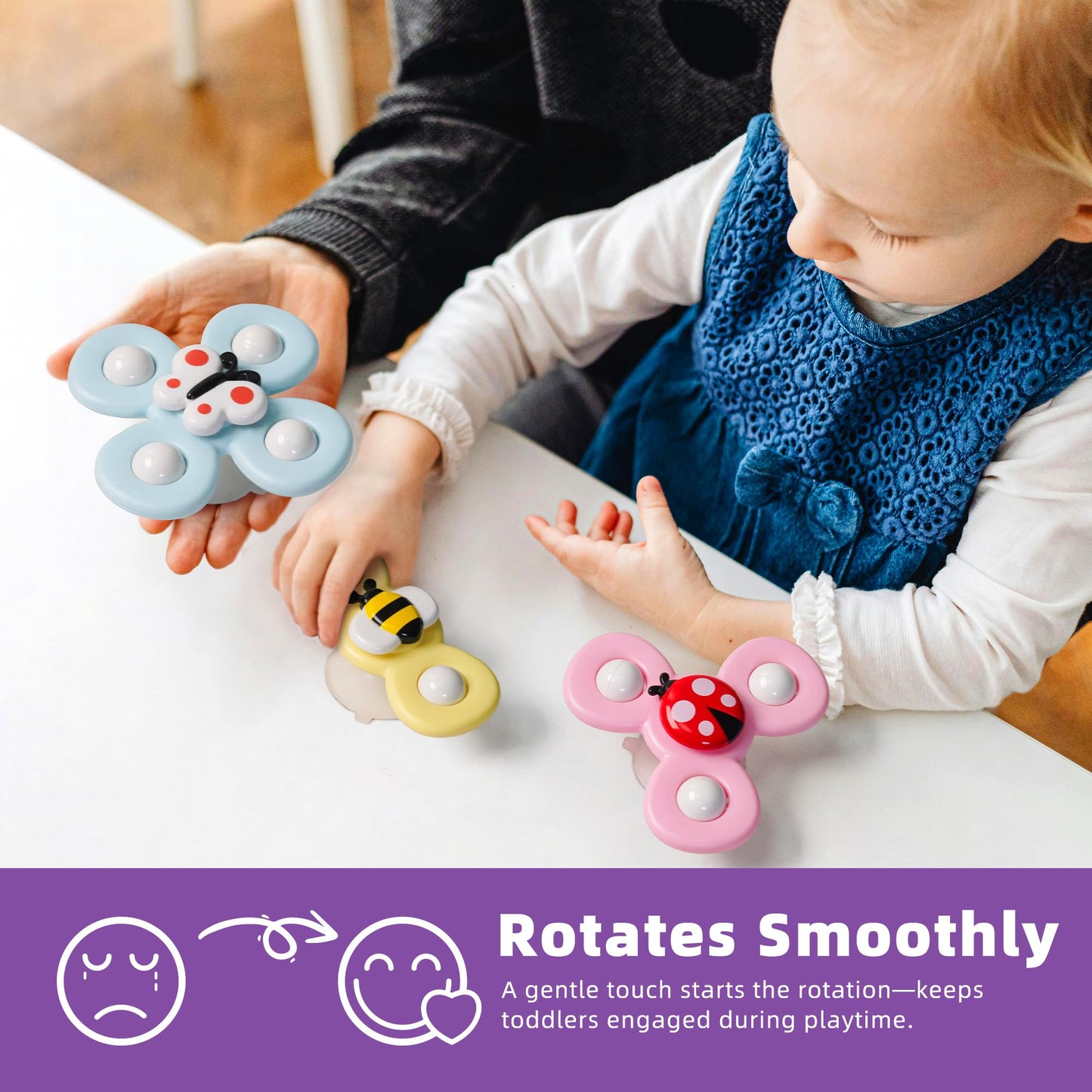 LiKee Strong Suction Cup Fidget Rotating Sensory Bath Toy – 10+ Months