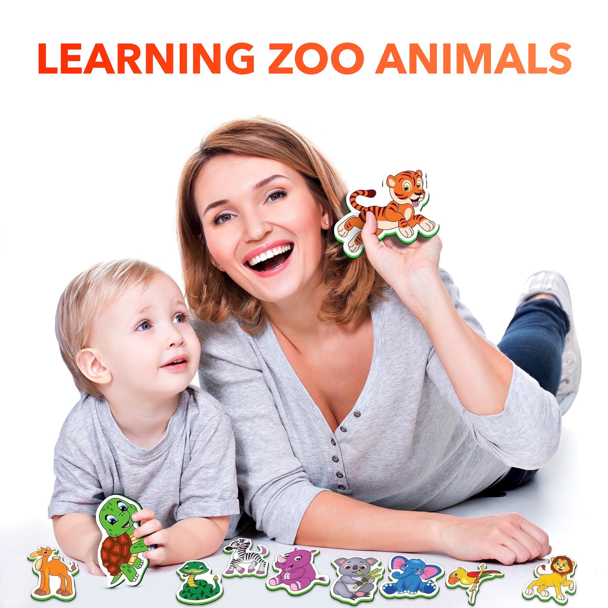 LIENO ROSIO Zoo Animals Refrigerator Magnets for Toddlers – Big Fridge Magnets for 1-3 Year Olds | Educational Magnetic Toys