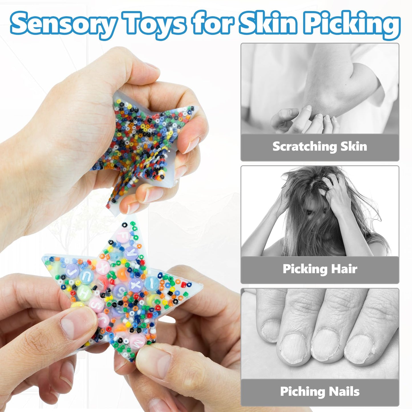 Liesedada 10 Pack Picky Pad Fidget Toys – Skin Picking Anxiety Relief for Kids & Adults