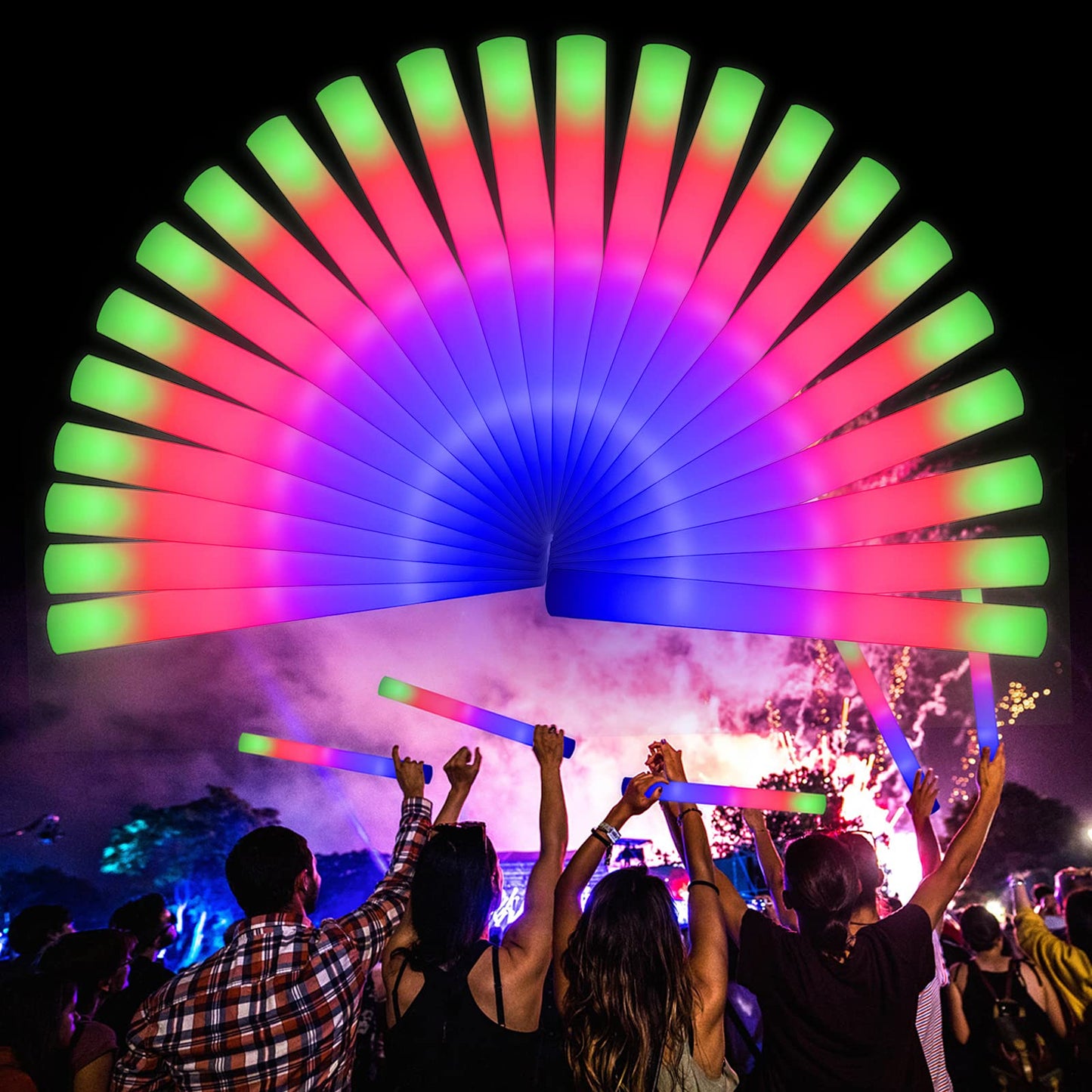 LifBetter 58Pcs Foam Glow Sticks – LED Glow with 3 Modes for Parties and Events