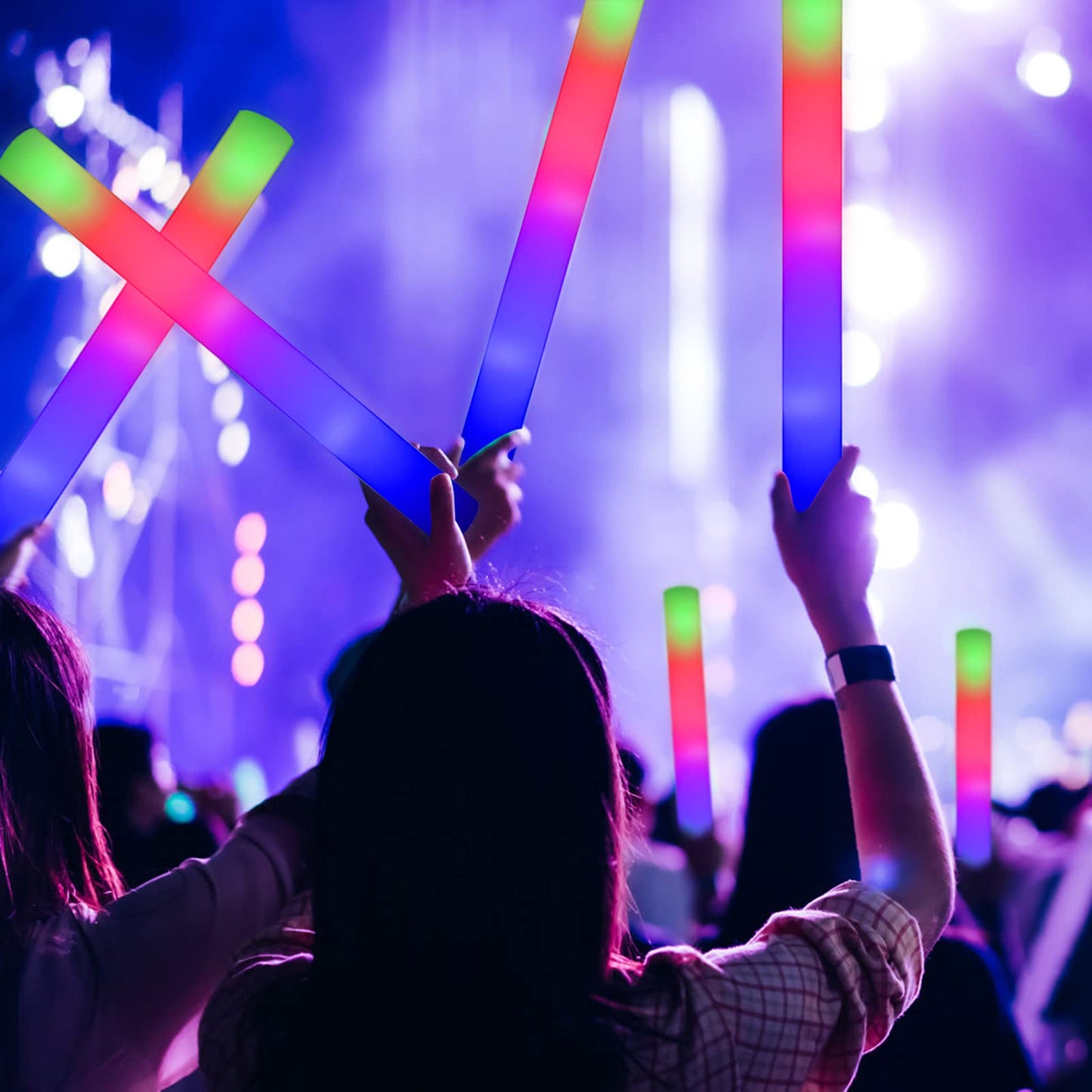 LifBetter 58Pcs Foam Glow Sticks – LED Glow with 3 Modes for Parties and Events