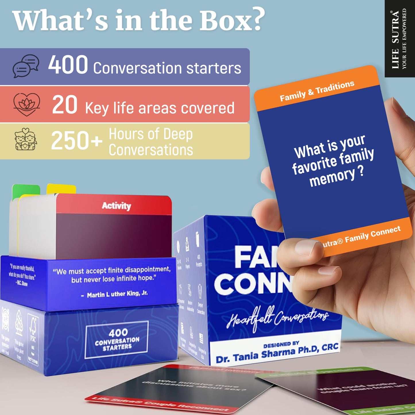Life Sutra Family Connect - 400 Conversation Starter Cards for Families, Teens & Kids