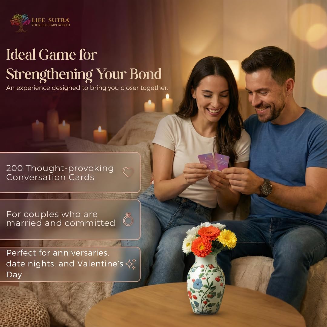 Life Sutra Couple Reconnect 3-in-1 Game – 200 Conversation Cards, 100 Scratch-Off Date Adventures, and Dice – Ideal Valentine’s Gift