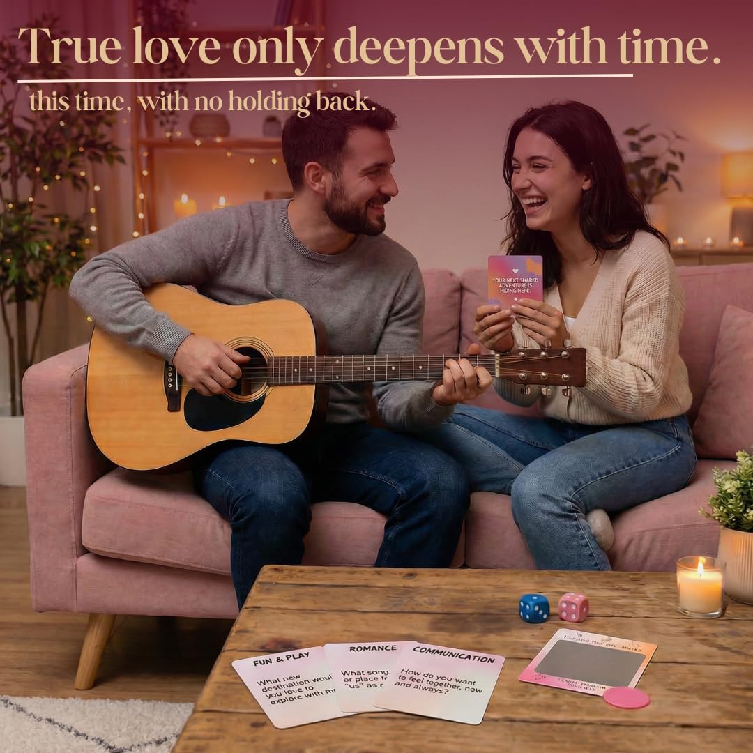 Life Sutra Couple Reconnect 3-in-1 Game – 200 Conversation Cards, 100 Scratch-Off Date Adventures, and Dice – Ideal Valentine’s Gift