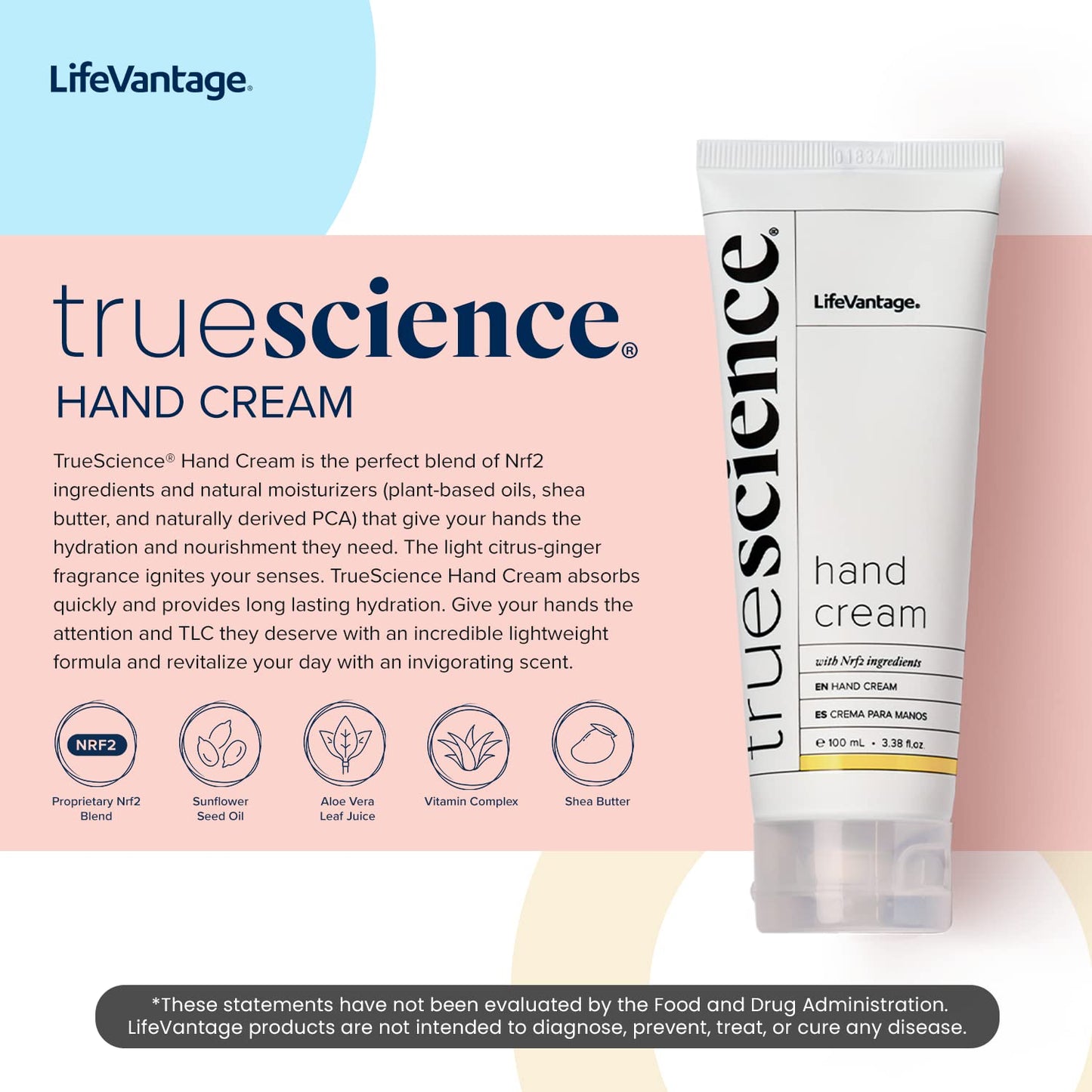 LifeVantage TrueScience Hand Cream 100ml – Nourishing Hydration with Nrf2 Actives