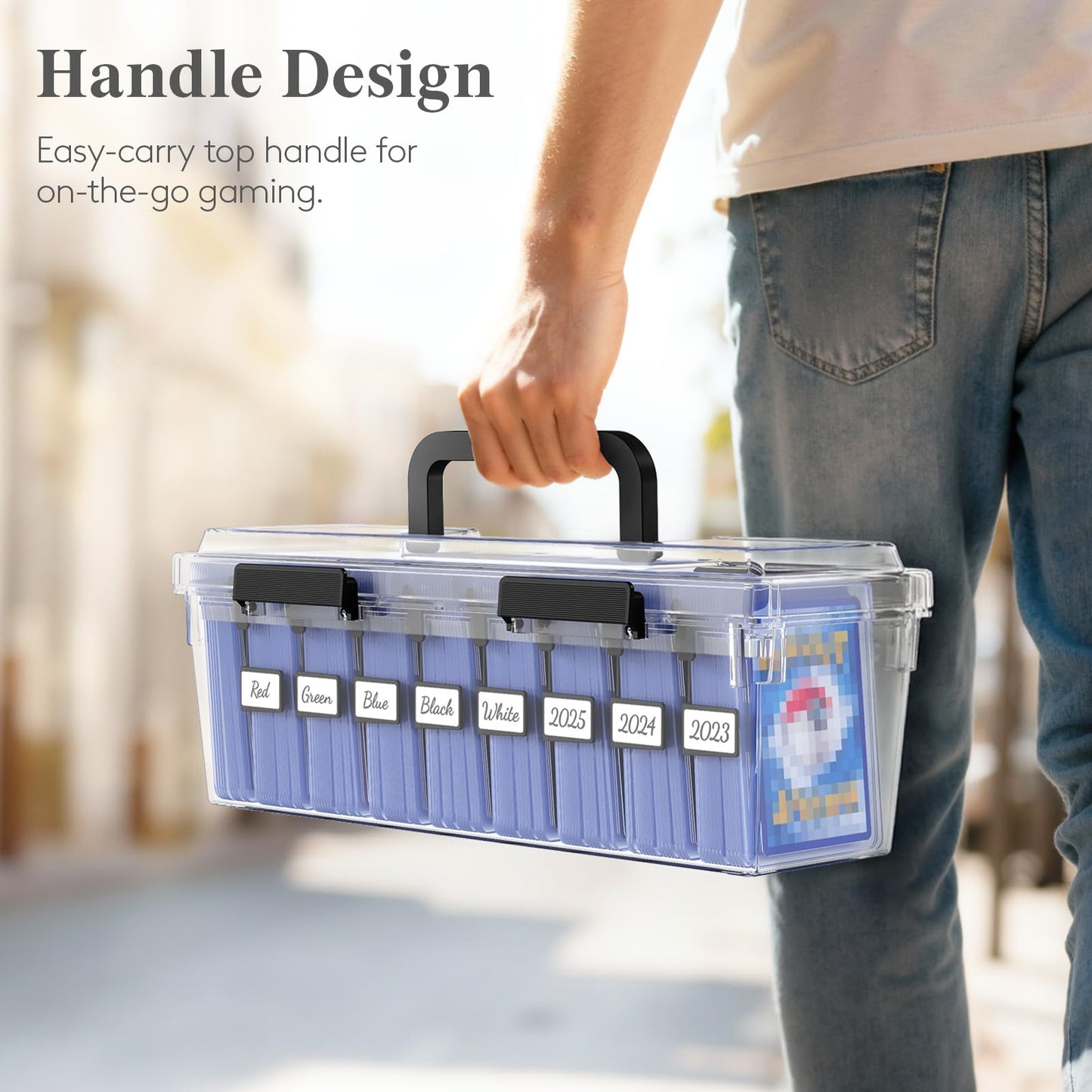 Lifewit Trading Card Storage Box – 2 Pack with 6 Adjustable Dividers, Reinforced Latch, Writable Labels, Stackable Case for MTG & Sports Cards