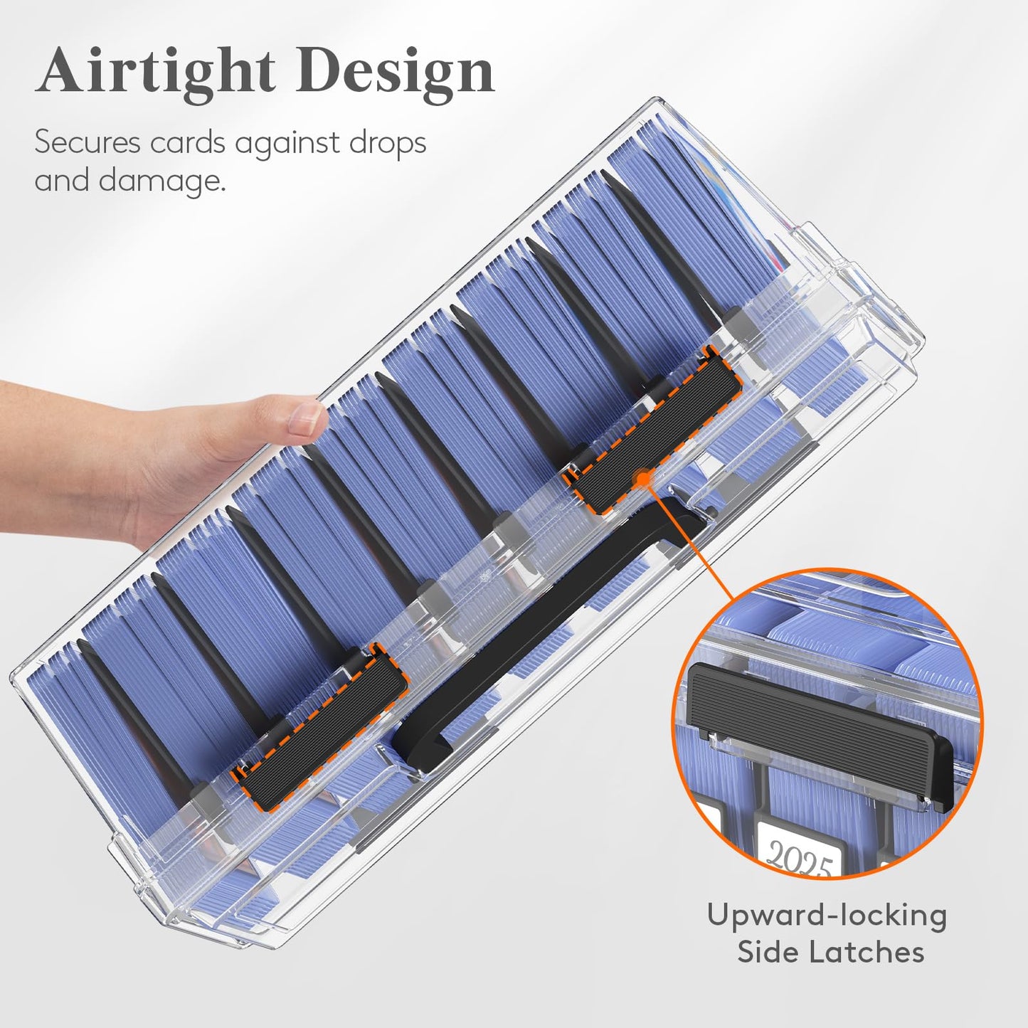 Lifewit Trading Card Storage Box – 2 Pack with 6 Adjustable Dividers, Reinforced Latch, Writable Labels, Stackable Case for MTG & Sports Cards