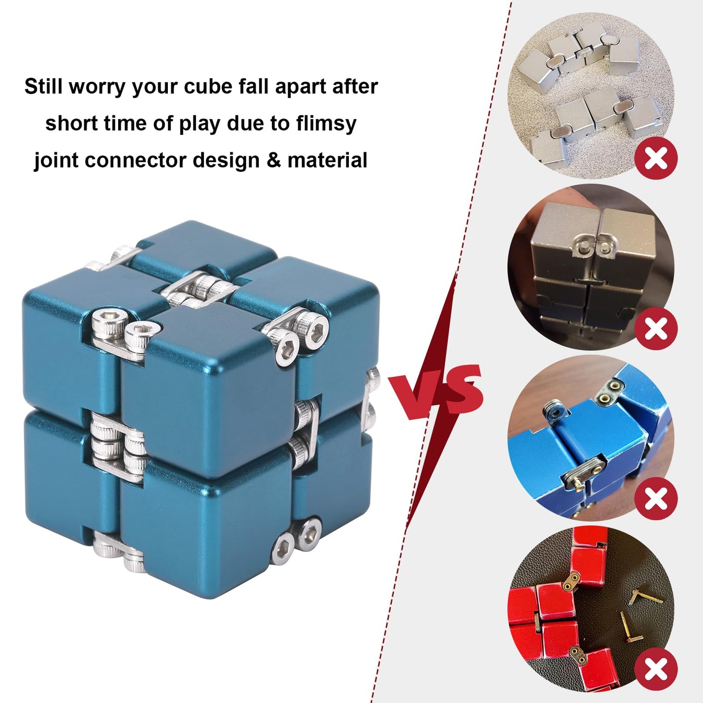 Lifidea Infinity Cube Blue – Aluminum Fidget Toy for Focus and Stress Relief