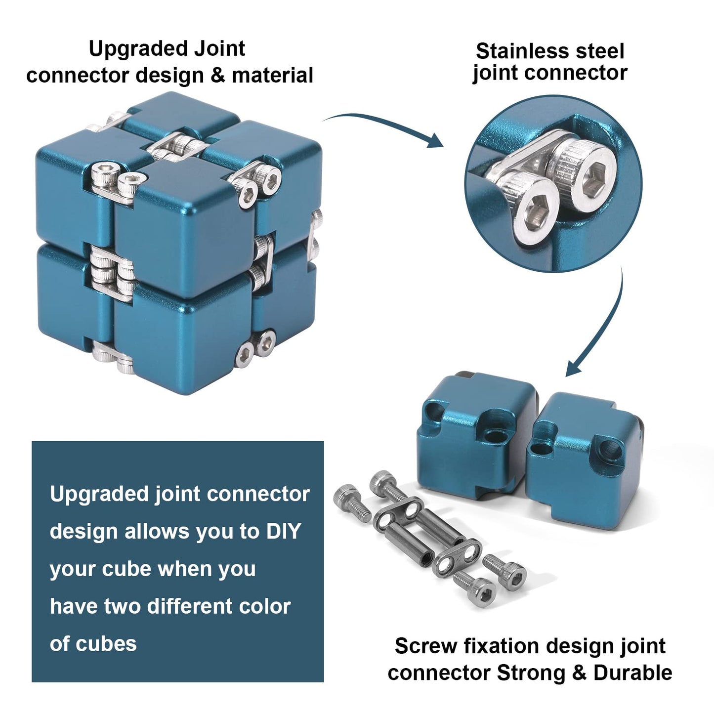 Lifidea Infinity Cube Blue – Aluminum Fidget Toy for Focus and Stress Relief