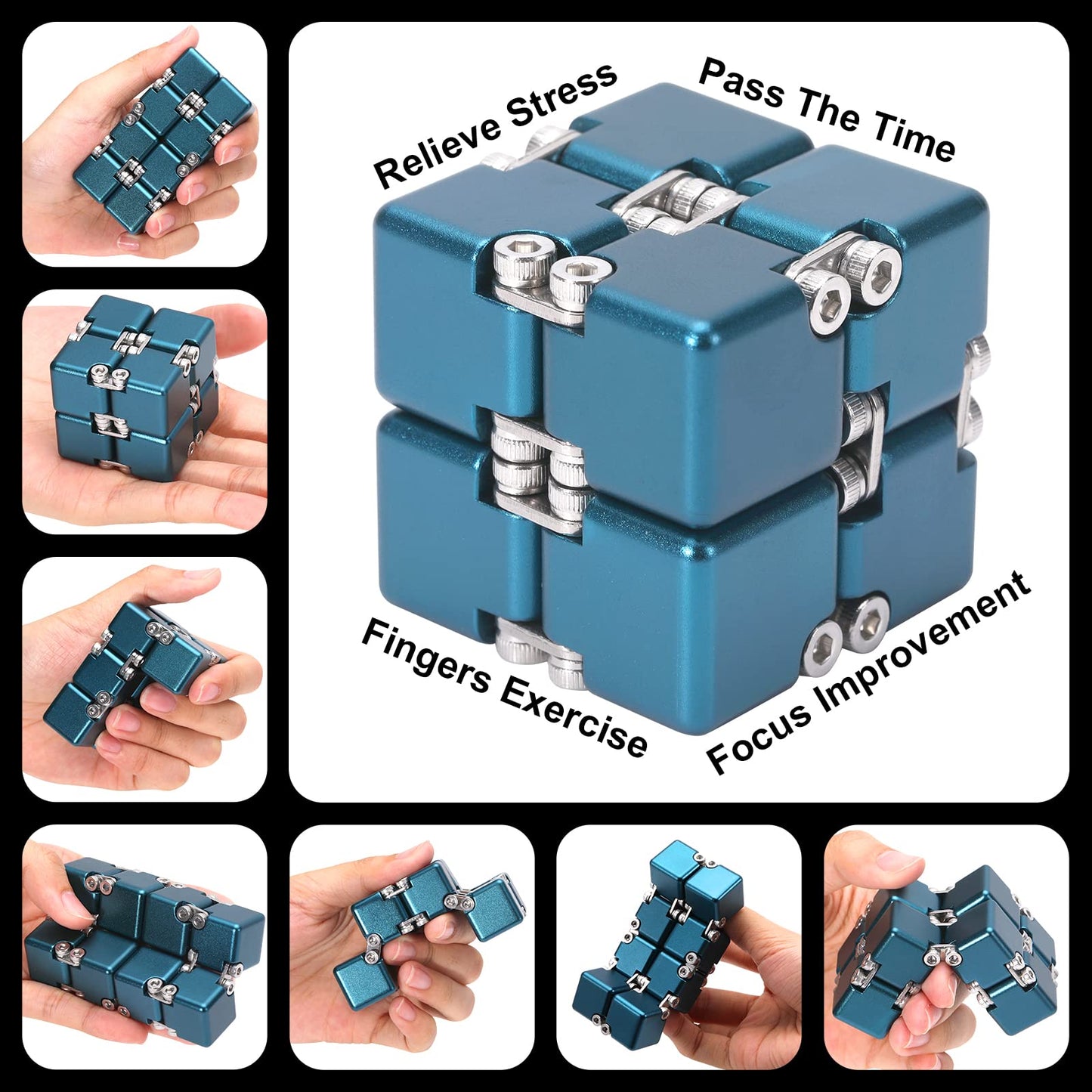 Lifidea Infinity Cube Blue – Aluminum Fidget Toy for Focus and Stress Relief