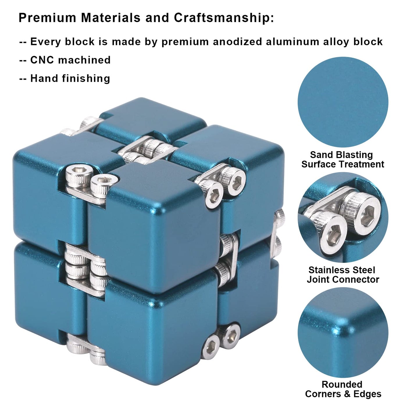 Lifidea Infinity Cube Blue – Aluminum Fidget Toy for Focus and Stress Relief