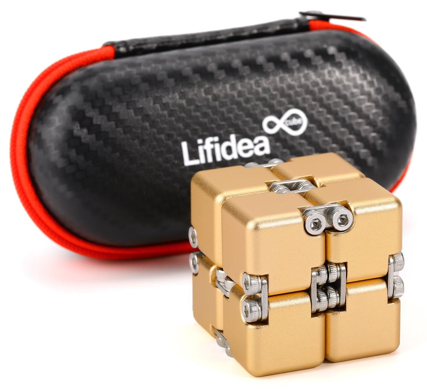 Lifidea Infinity Cube Gold – Aluminum Alloy Fidget Toy for Focus, Stress Relief & Desk Fun