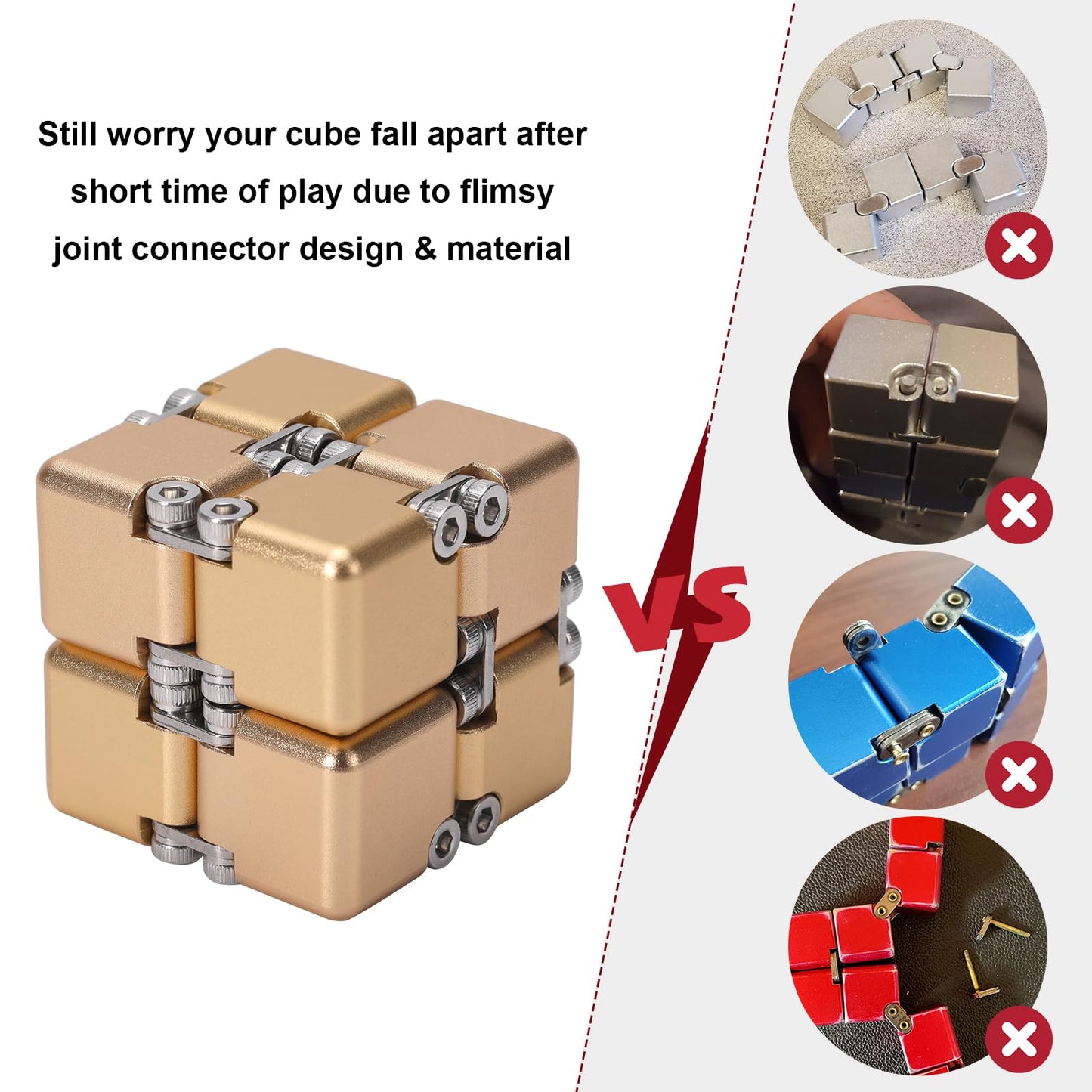Lifidea Infinity Cube Gold – Aluminum Alloy Fidget Toy for Focus, Stress Relief & Desk Fun