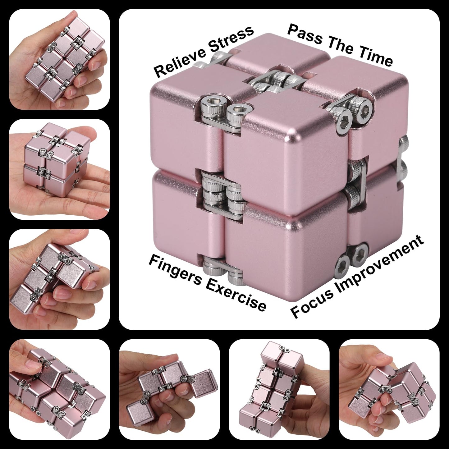Lifidea Infinity Cube Pink – Aluminum Alloy Fidget Toy for Focus, Calm, and Stress Relief