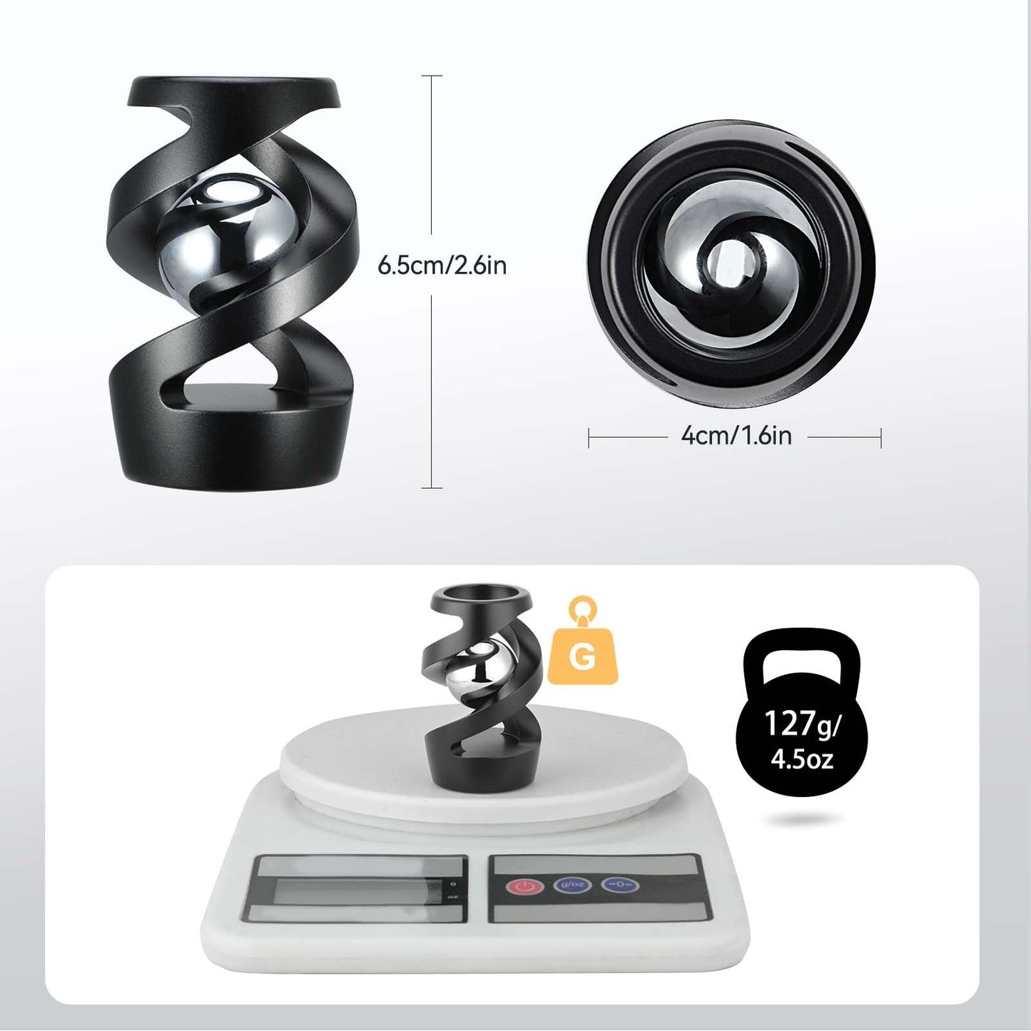 Lifidea Kinetic Optical Illusion Toys — Desktop Fidget Spinner Ball (Black)