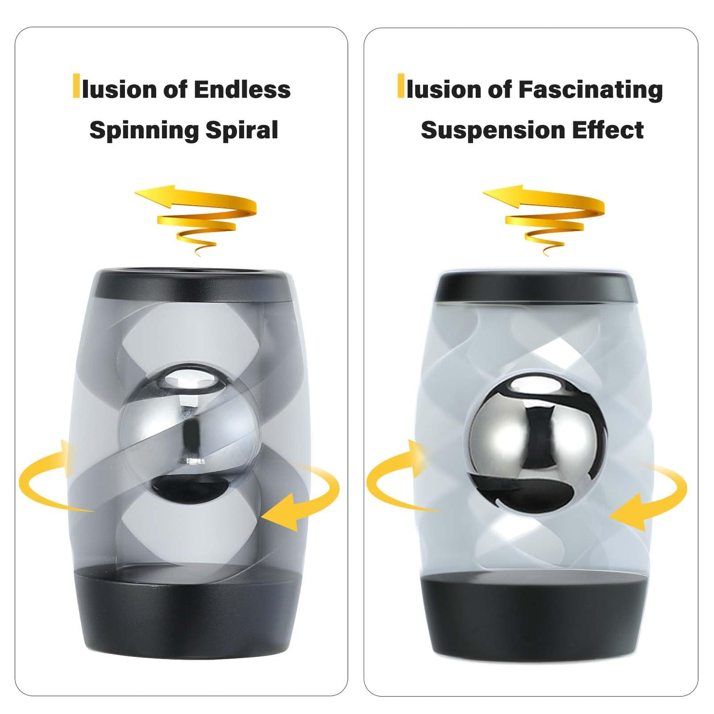 Lifidea Kinetic Optical Illusion Toys — Desktop Fidget Spinner Ball (Black)