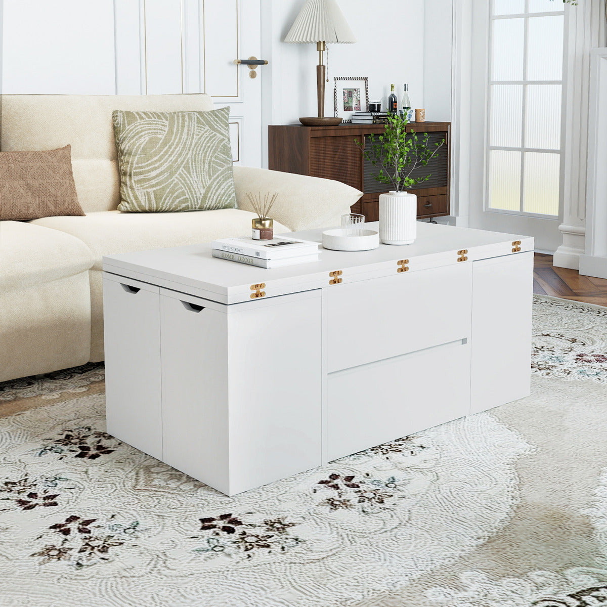 Lift Top Coffee Table with Hidden Compartment and Drawer-Black