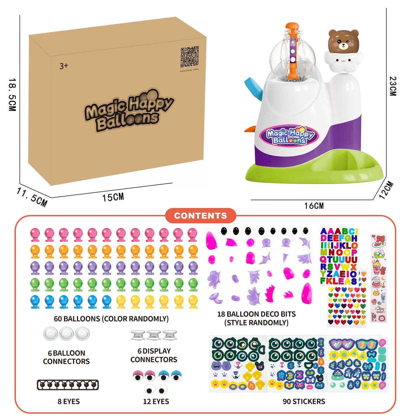 Ligamentexa Bear Pump Balloon Craft Kit – 60-Piece DIY Toy for Kids 3+