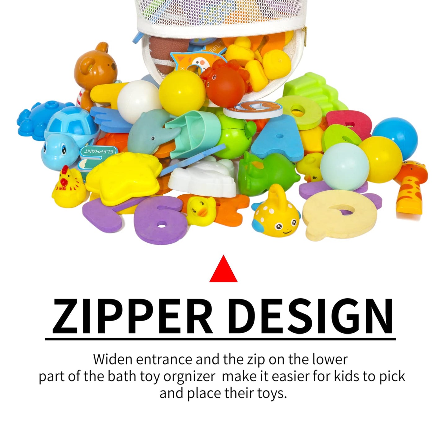 Ligereza Large Capacity Bath Toy Organizer – XL Opening, Hangable Mesh