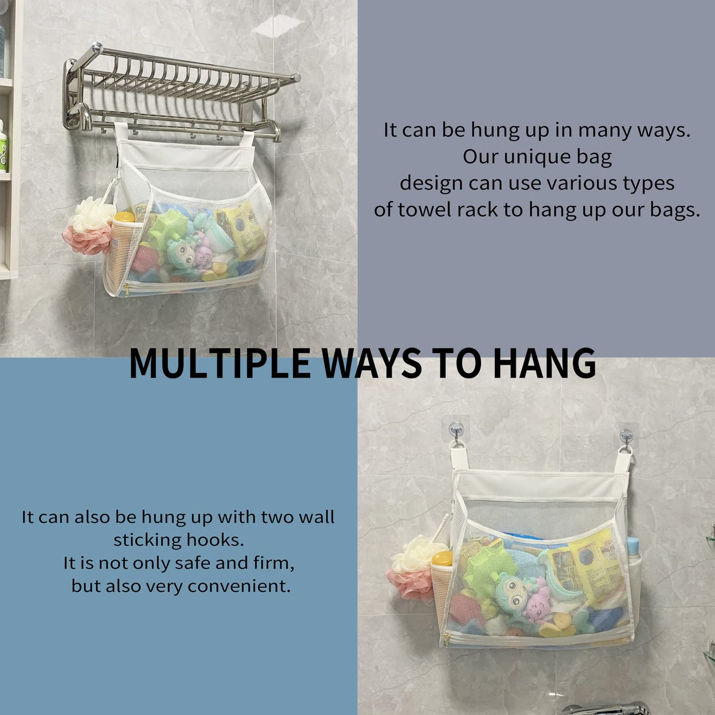 Ligereza Baby Mesh Bath Toy Organizer — Ultra Large Capacity, Multiple Hanging Options