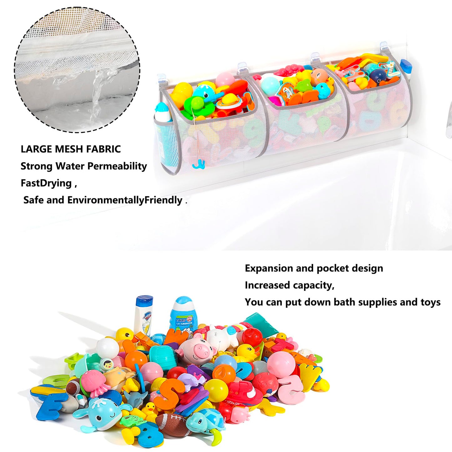 Ligereza Bathtub Toy Holder – Quick-Dry Mesh Organizer for Kids