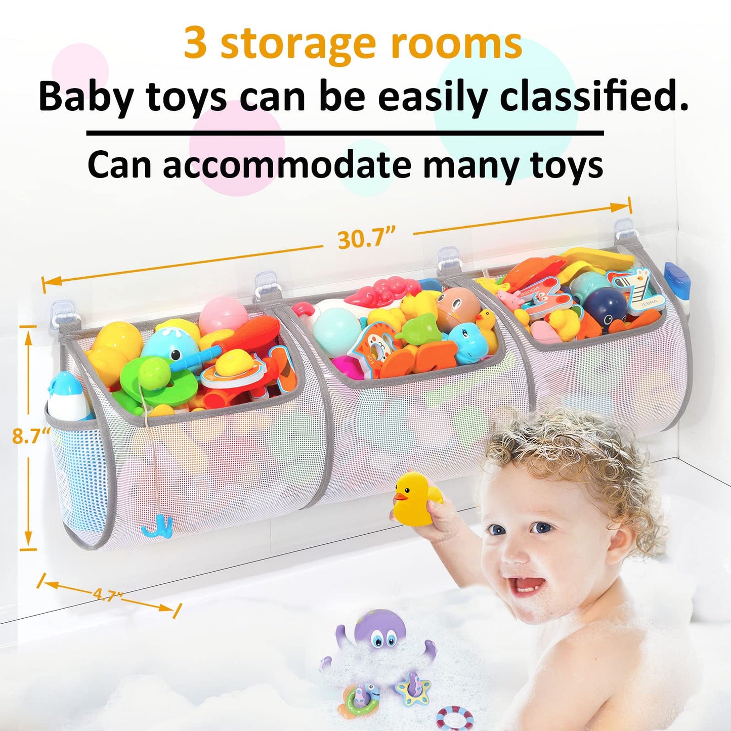 Ligereza Bathtub Toy Holder – Quick-Dry Mesh Organizer for Kids