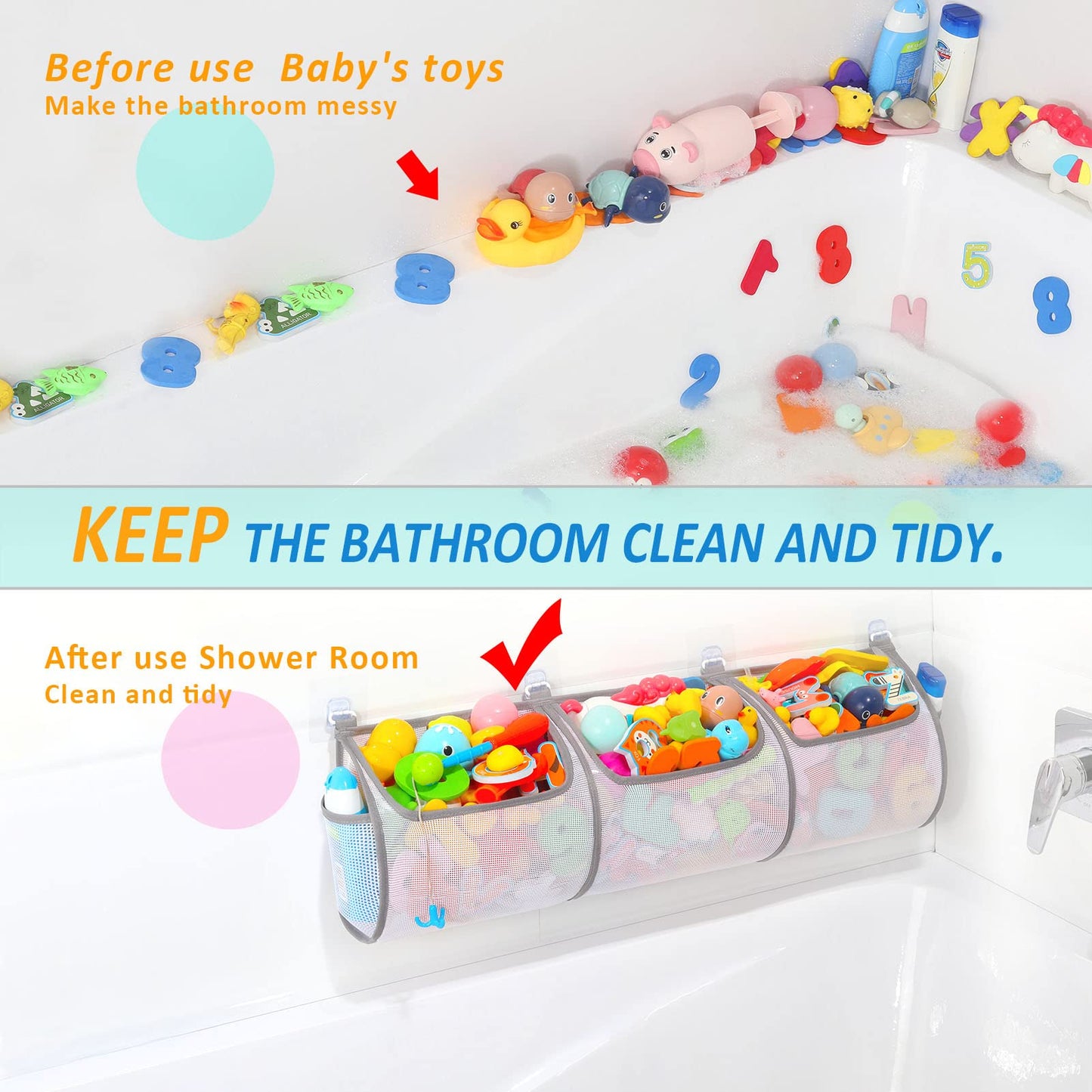 Ligereza Bathtub Toy Holder – Quick-Dry Mesh Organizer for Kids