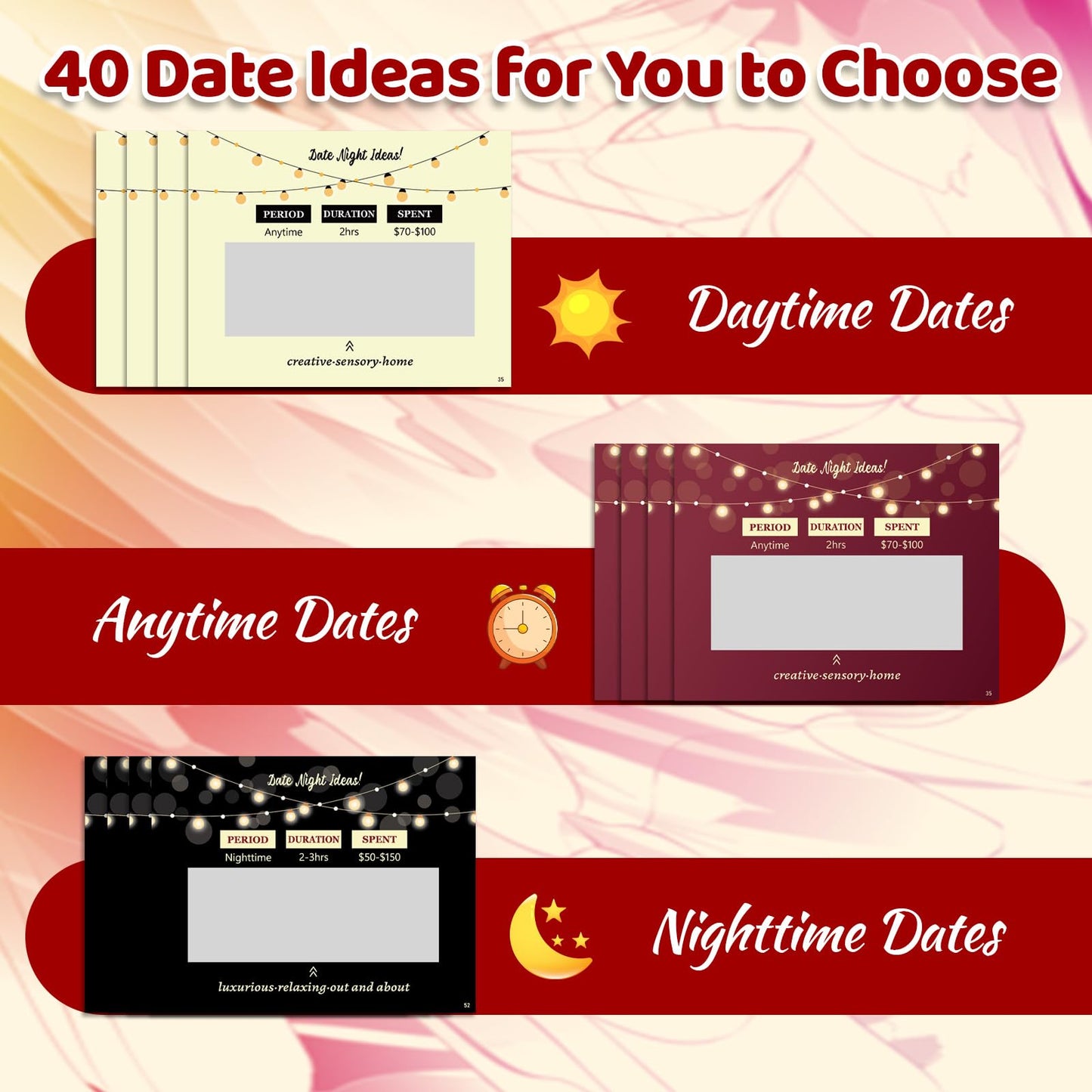 LIGETON 40 Scratch-Off Date Night Cards – Romantic Gifts for Couples