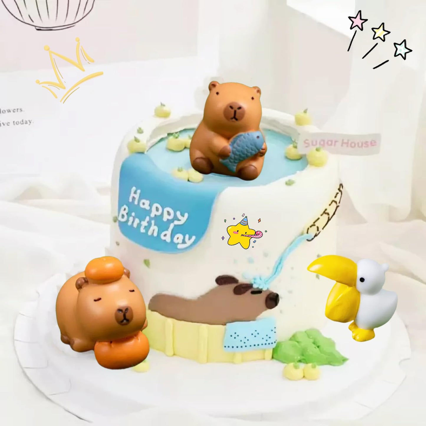 Lighibeuty Mini Capybara Figures — 17 Tiny Resin Animals for Car Dash, Cake Toppers & Fairy Gardens