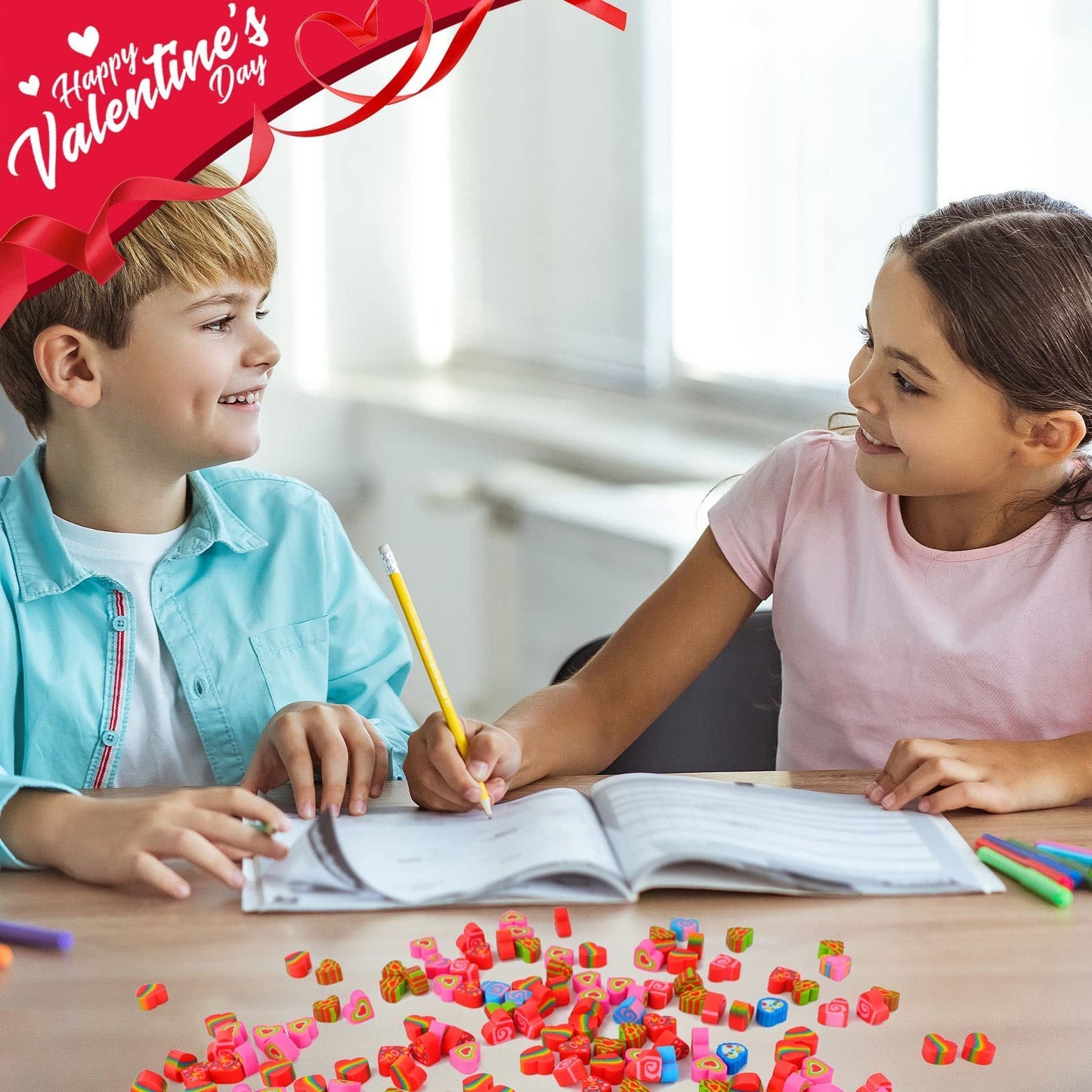 LIGHOON Valentine Mini Erasers Bulk – 240 Heart Shaped Erasers