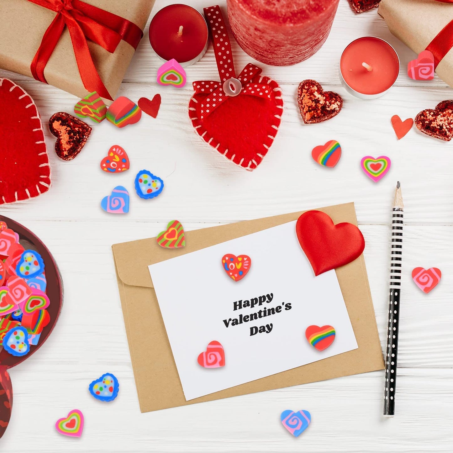 LIGHOON Valentine Mini Erasers Bulk – 240 Heart Shaped Erasers