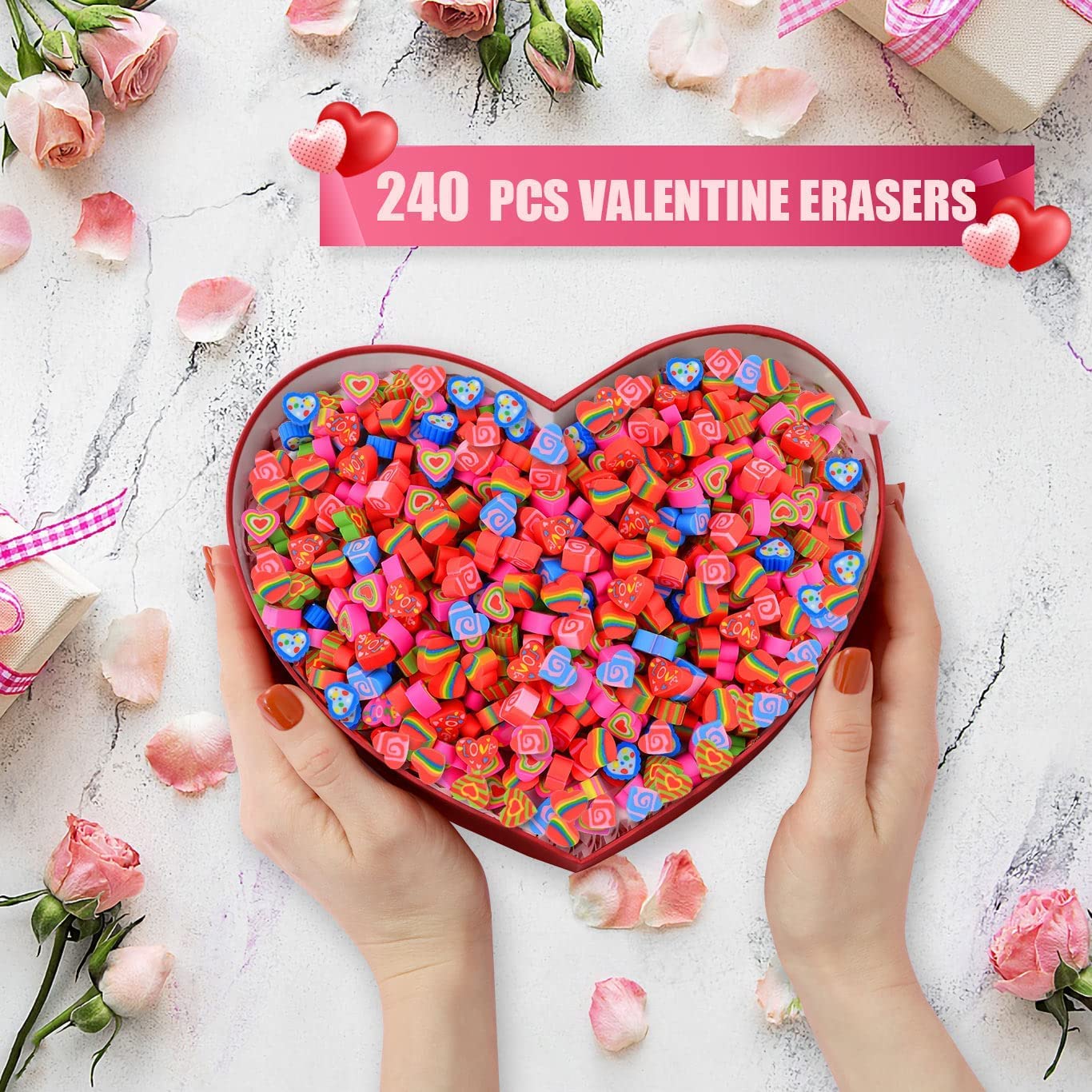 LIGHOON Valentine Mini Erasers Bulk – 240 Heart Shaped Erasers