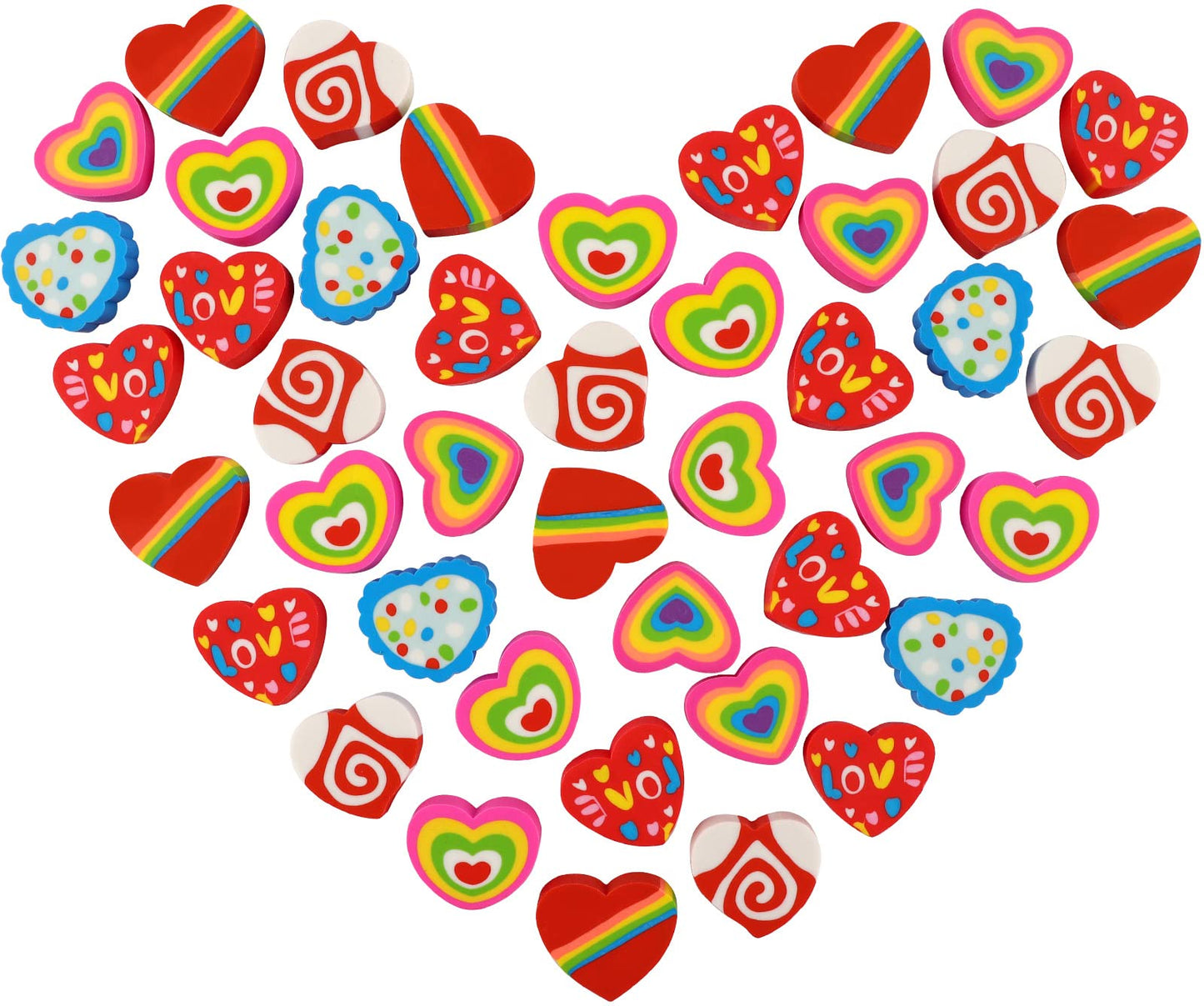 LIGHOON Valentines Erasers for Kids Bulk – 36 Heart Shaped Novelty Erasers for Rewards & Party Decor