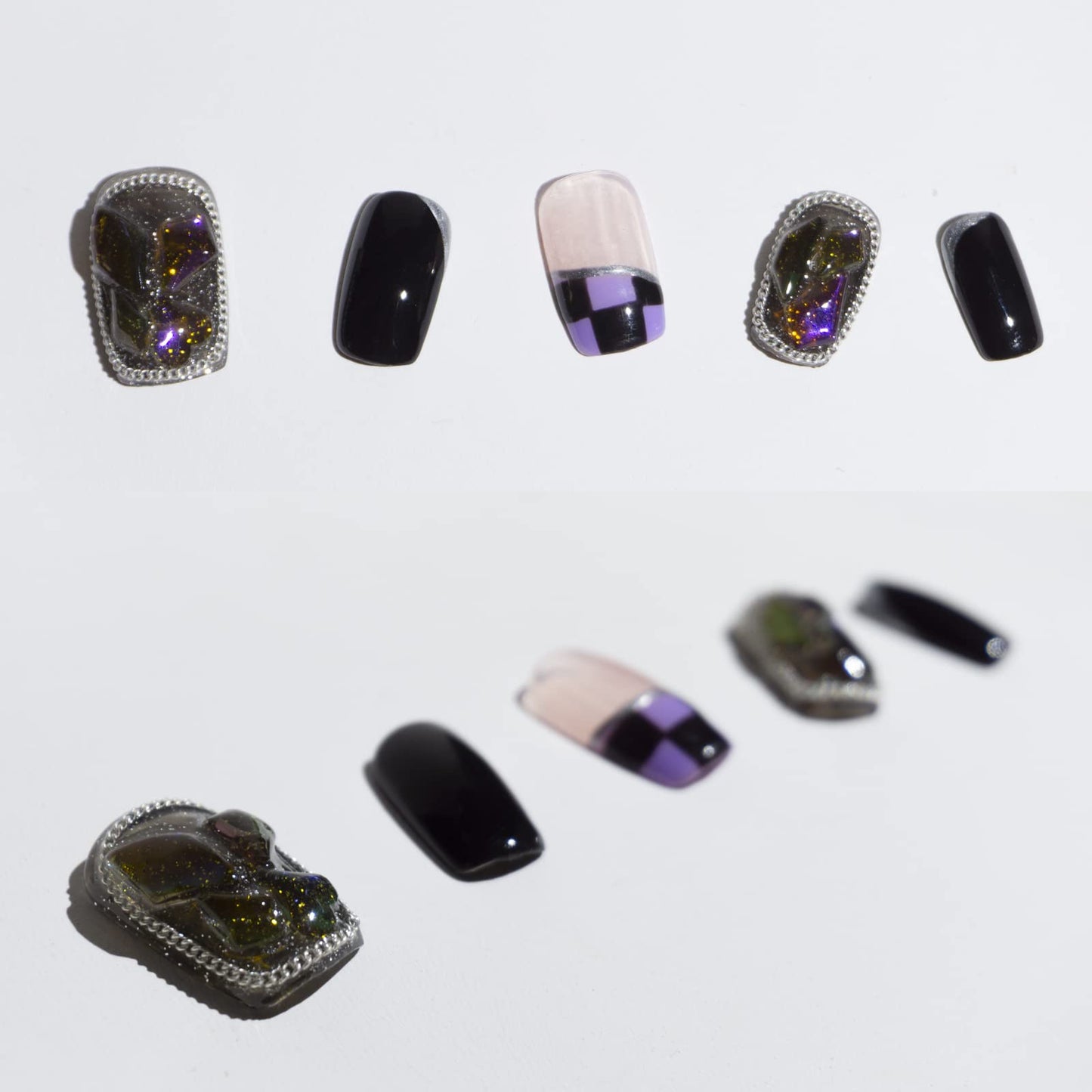 Light Rain Medium Size Handmade Press-On Nails | 3D Gel UV Finish by Pro Manicurist