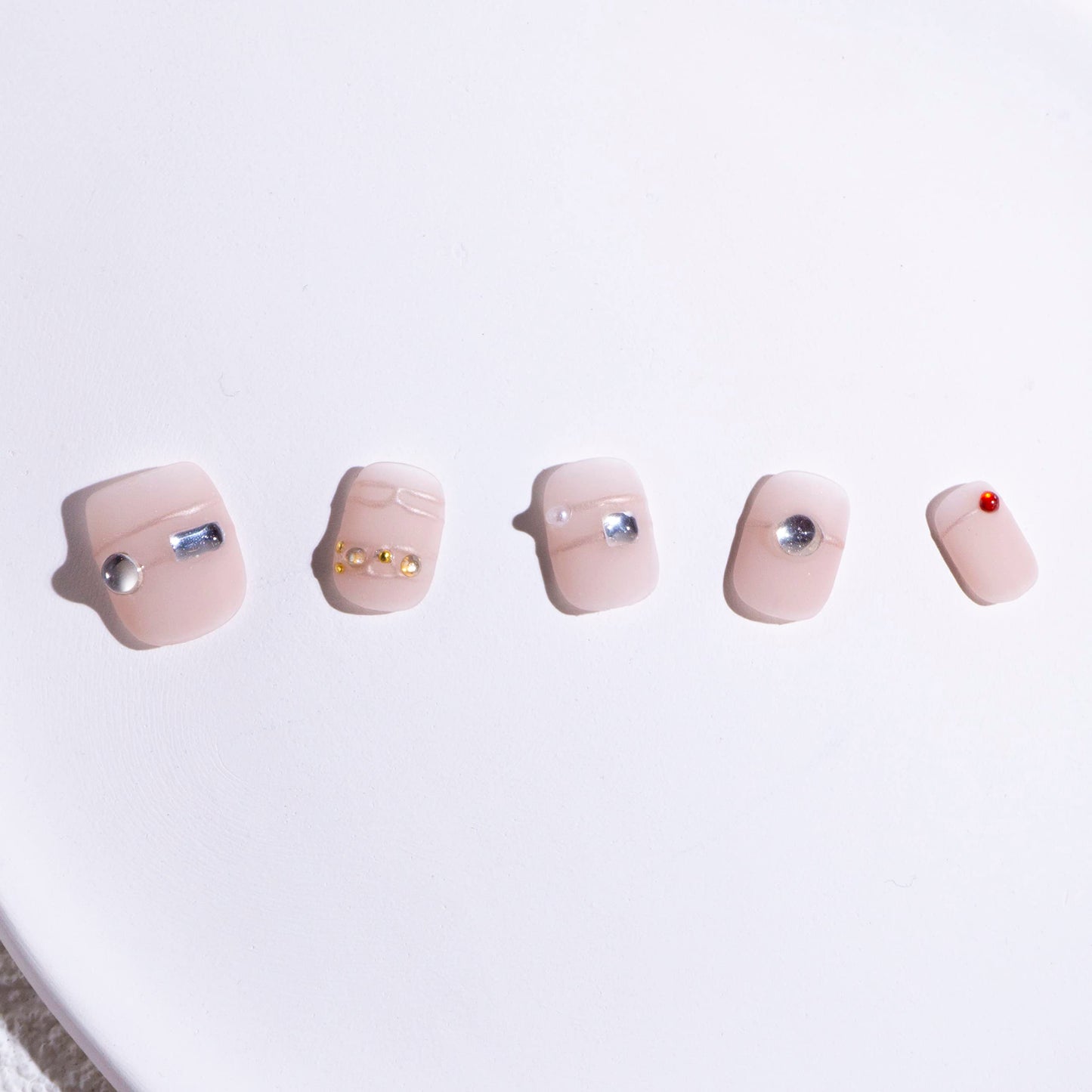 Light Rain Medium Size Press-On Nails – Handmade 3D Gel UV Finish by Pro Manicurist