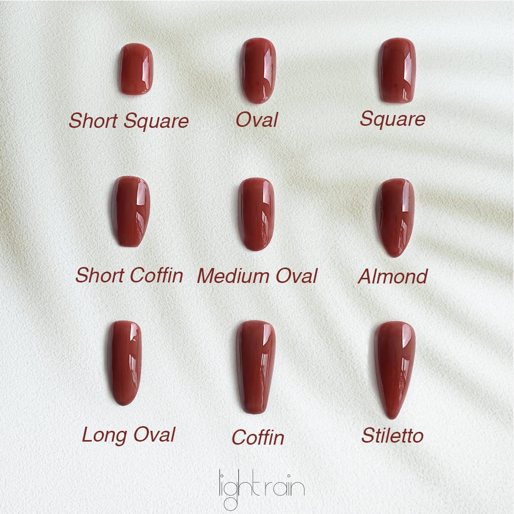 Light Rain Medium Size Hand-made Press-On Nails – 3D Gel UV Finish by Professional Manicurist