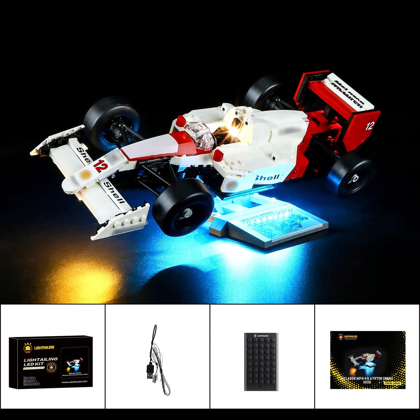 Lightailing LED Lighting Kit for Lego 10330 McLaren MP4/4 & Ayrton Senna – Not Included Model Set