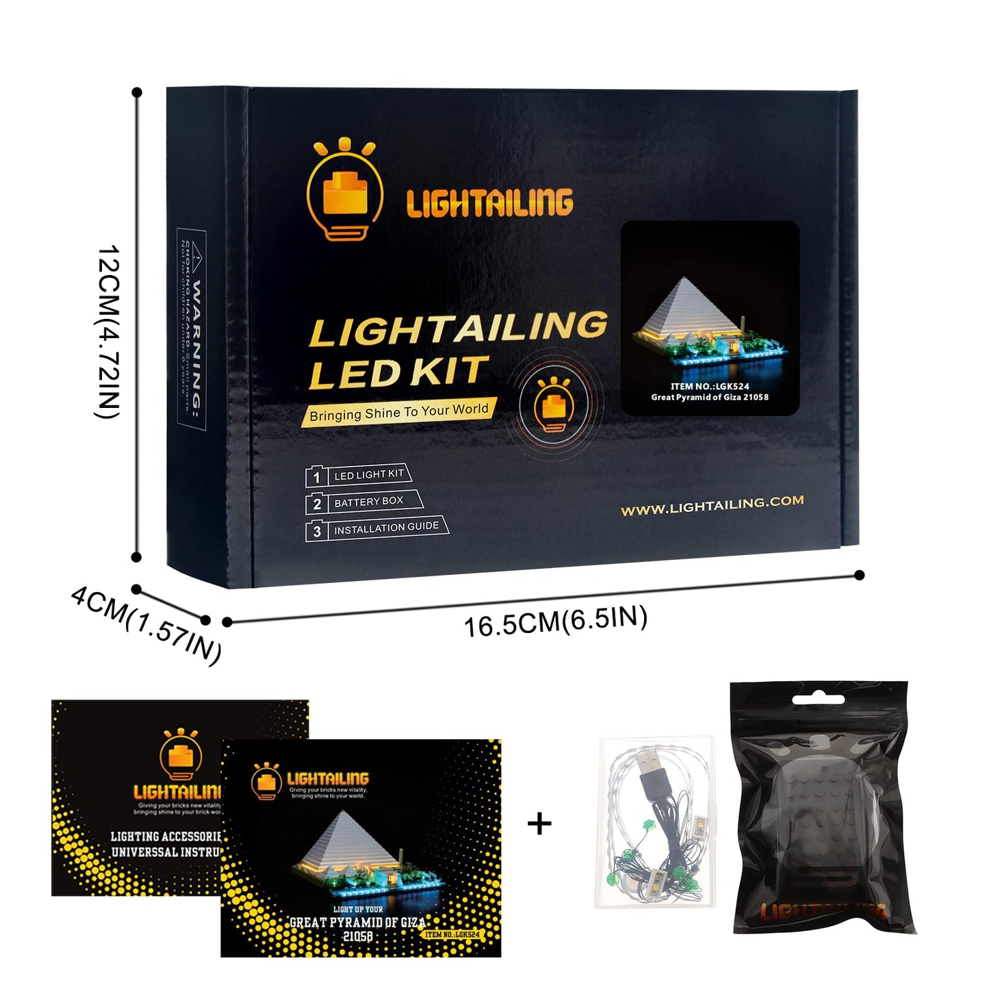 Lightailing LED Lighting Kit for Lego 21058 Great Pyramid of Giza – LED Lighting for LEGO Model (Not Included)
