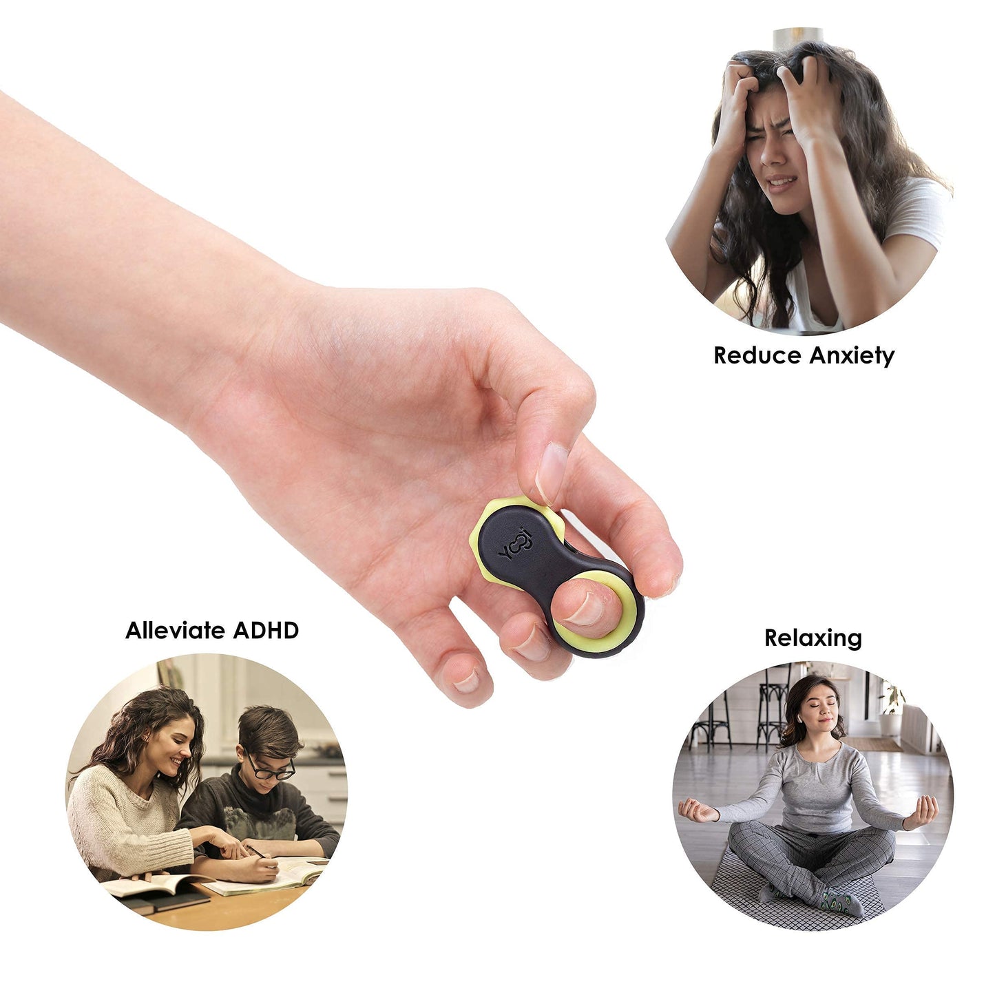 Yogi Fidget Toy by LIGHTBULB IDEAS — Silent Sensory Spinner for Focus & Stress Relief