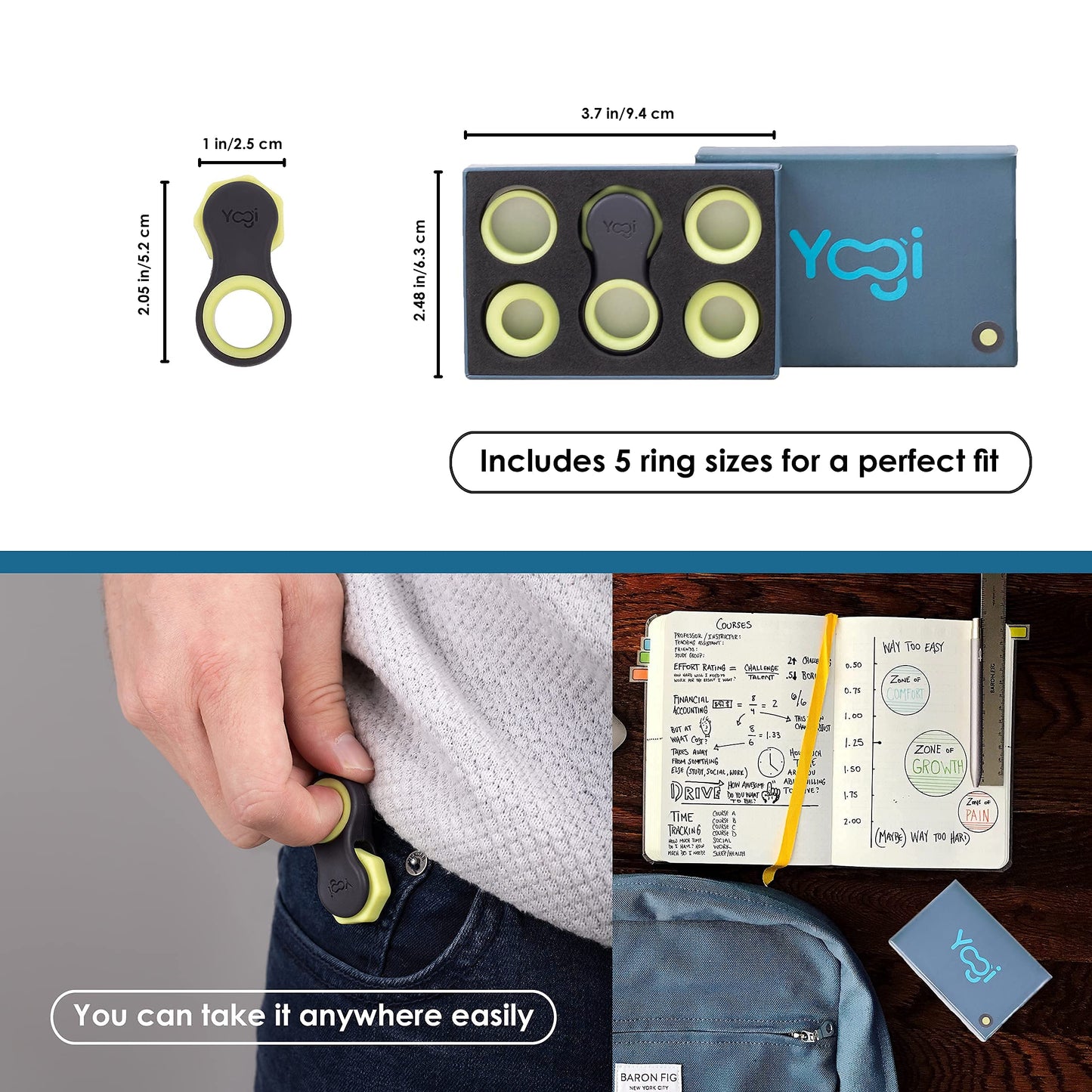 Yogi Fidget Toy by LIGHTBULB IDEAS — Silent Sensory Spinner for Focus & Stress Relief