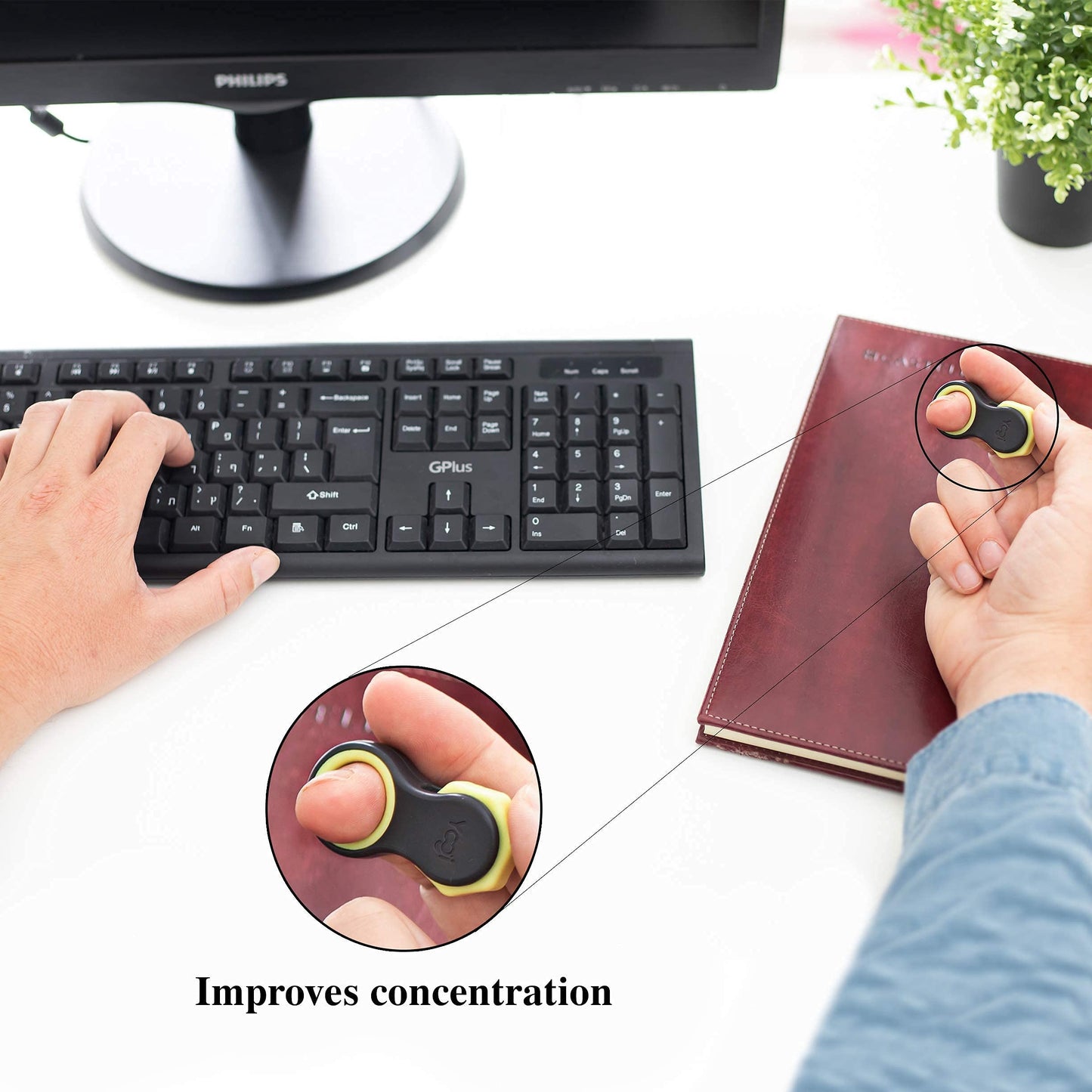Yogi Fidget Toy by LIGHTBULB IDEAS — Silent Sensory Spinner for Focus & Stress Relief