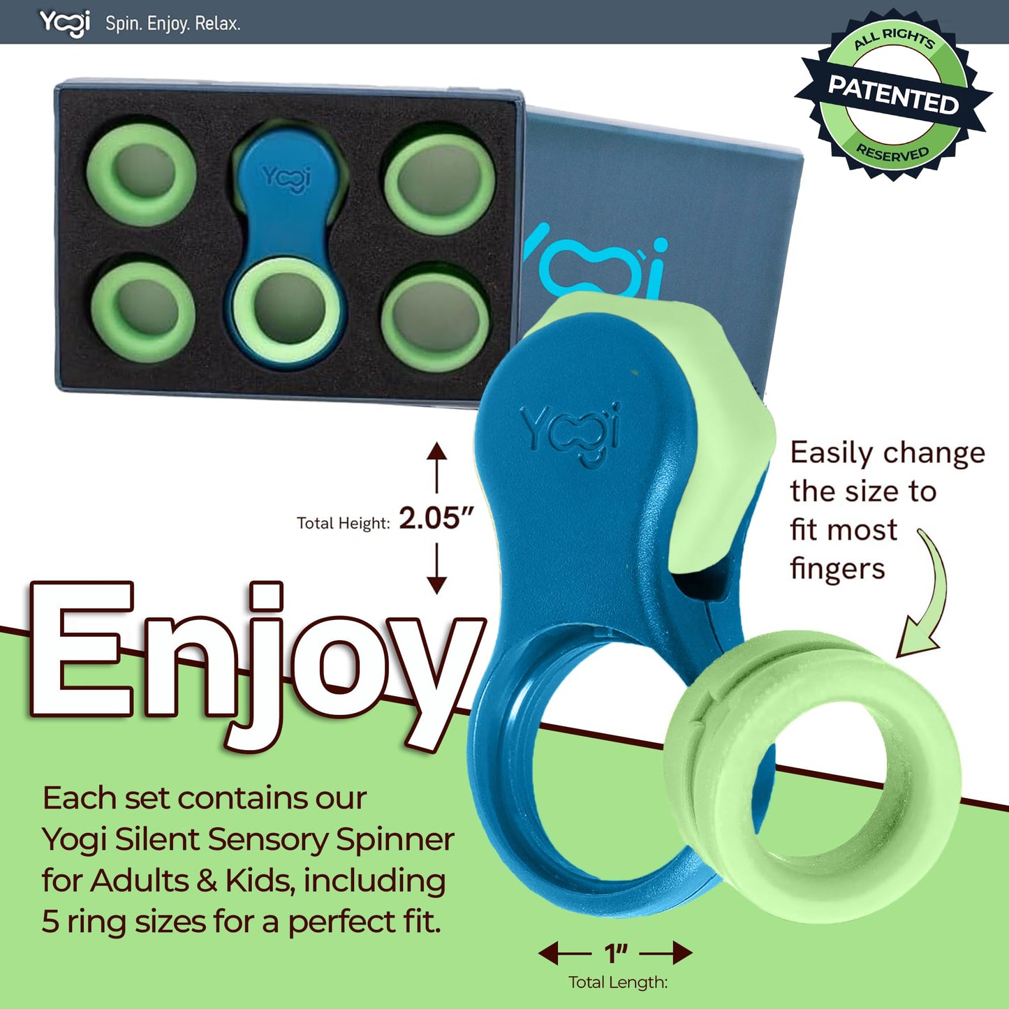 Yogi Fidget Toy by LIGHTBULB IDEAS | Silent Sensory Spinner for Focus, Anxiety & ADHD