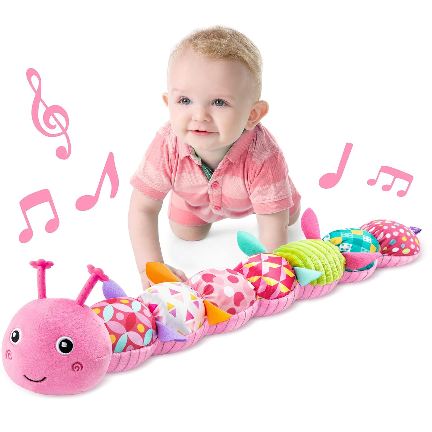 LIGHTDESIRE Baby Toys Musical Caterpillar – Plush Sensory Tummy Time Toy