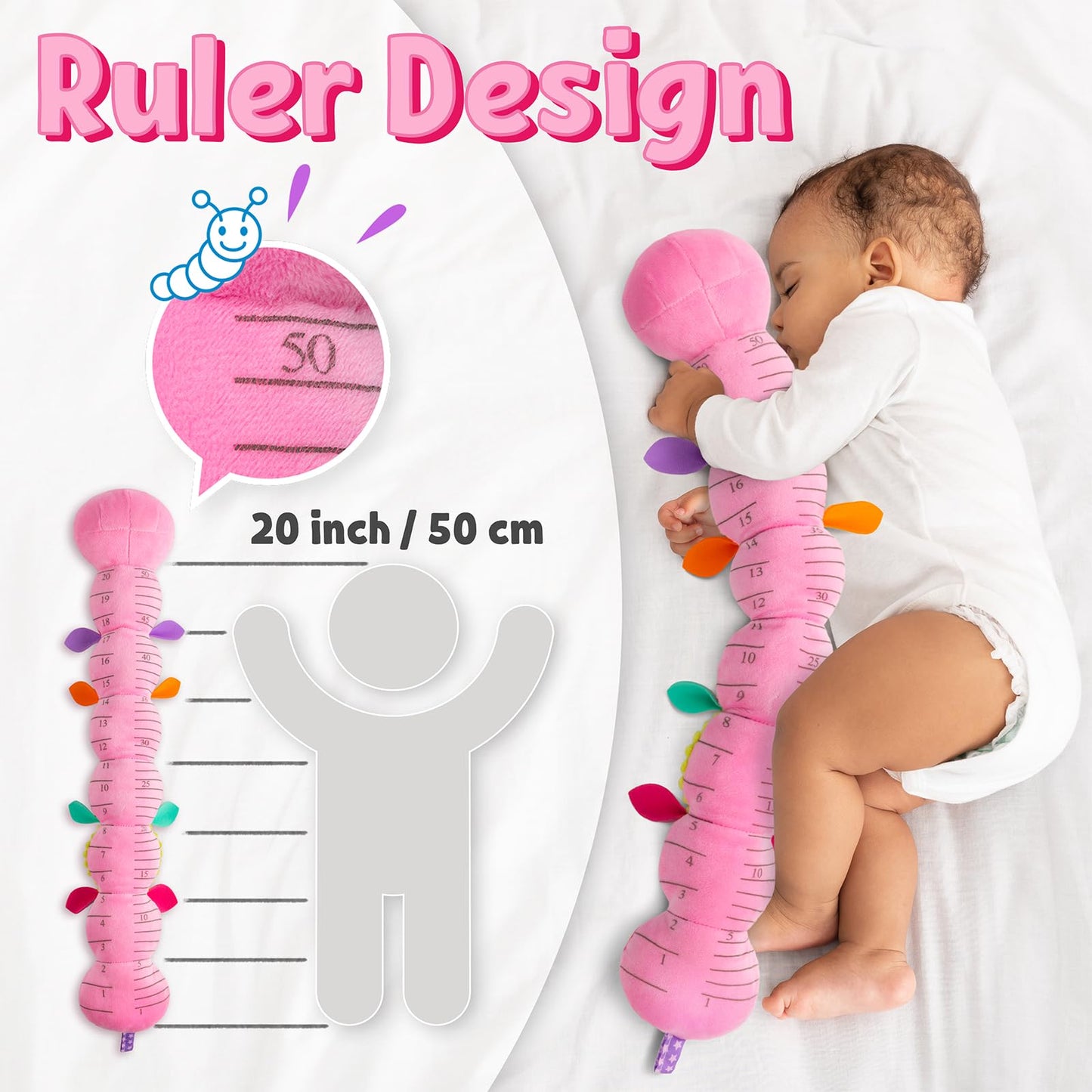 LIGHTDESIRE Baby Toys Musical Caterpillar – Plush Sensory Tummy Time Toy